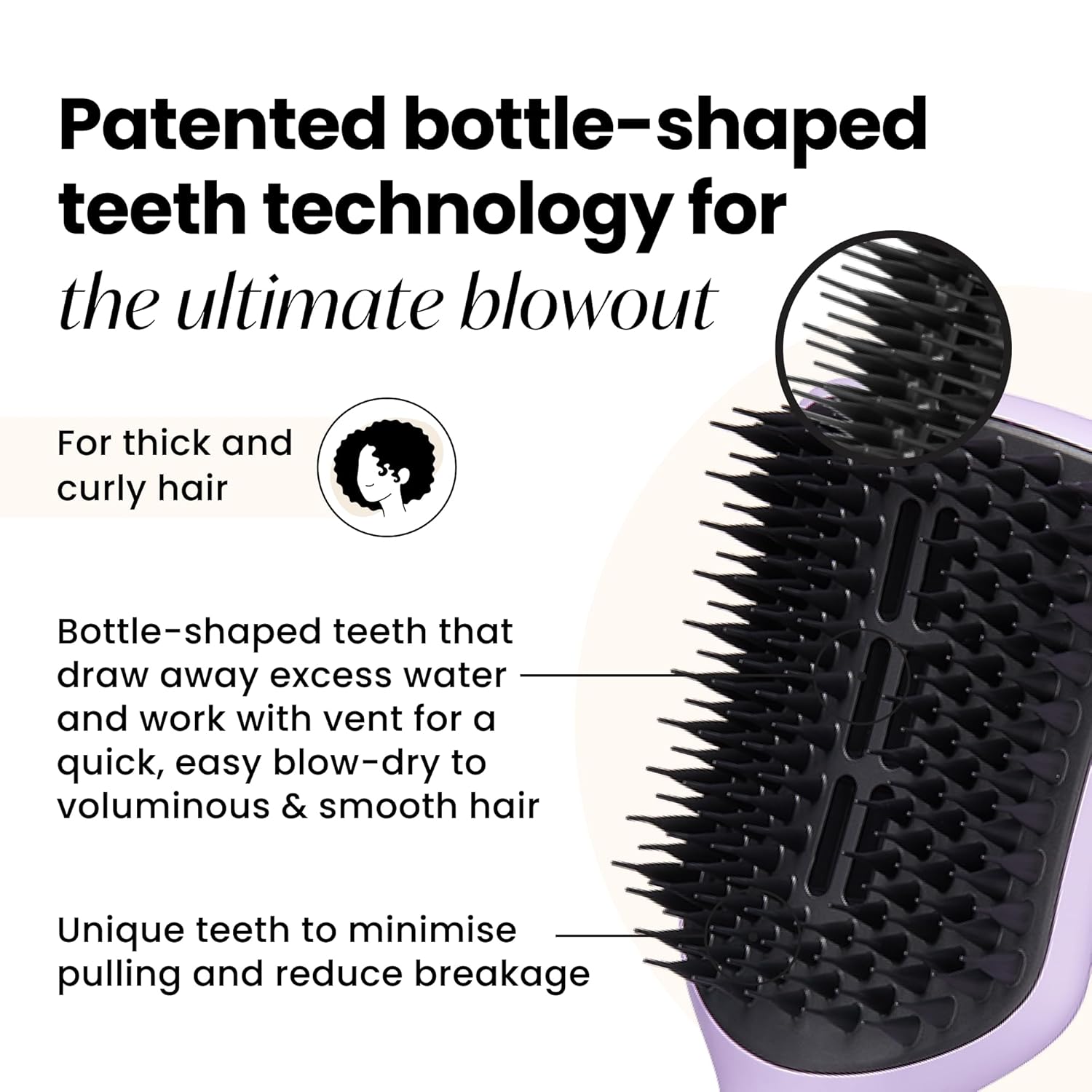 Tangle Teezer Easy Dry & Go Large Vented Hairbrush for Fine to Medium Long Wet Hair - Adds Volume, Smoothness & Shine - Blow Dry Hair Brush Cuts Down Time & Damage - Lilac Cloud