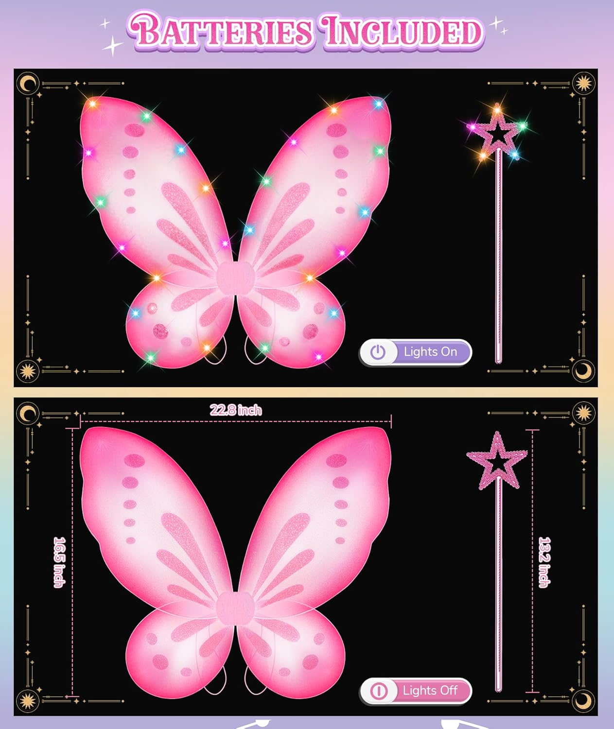 Girls Fairy Butterfly Wings, Princess Dress Up Clothes