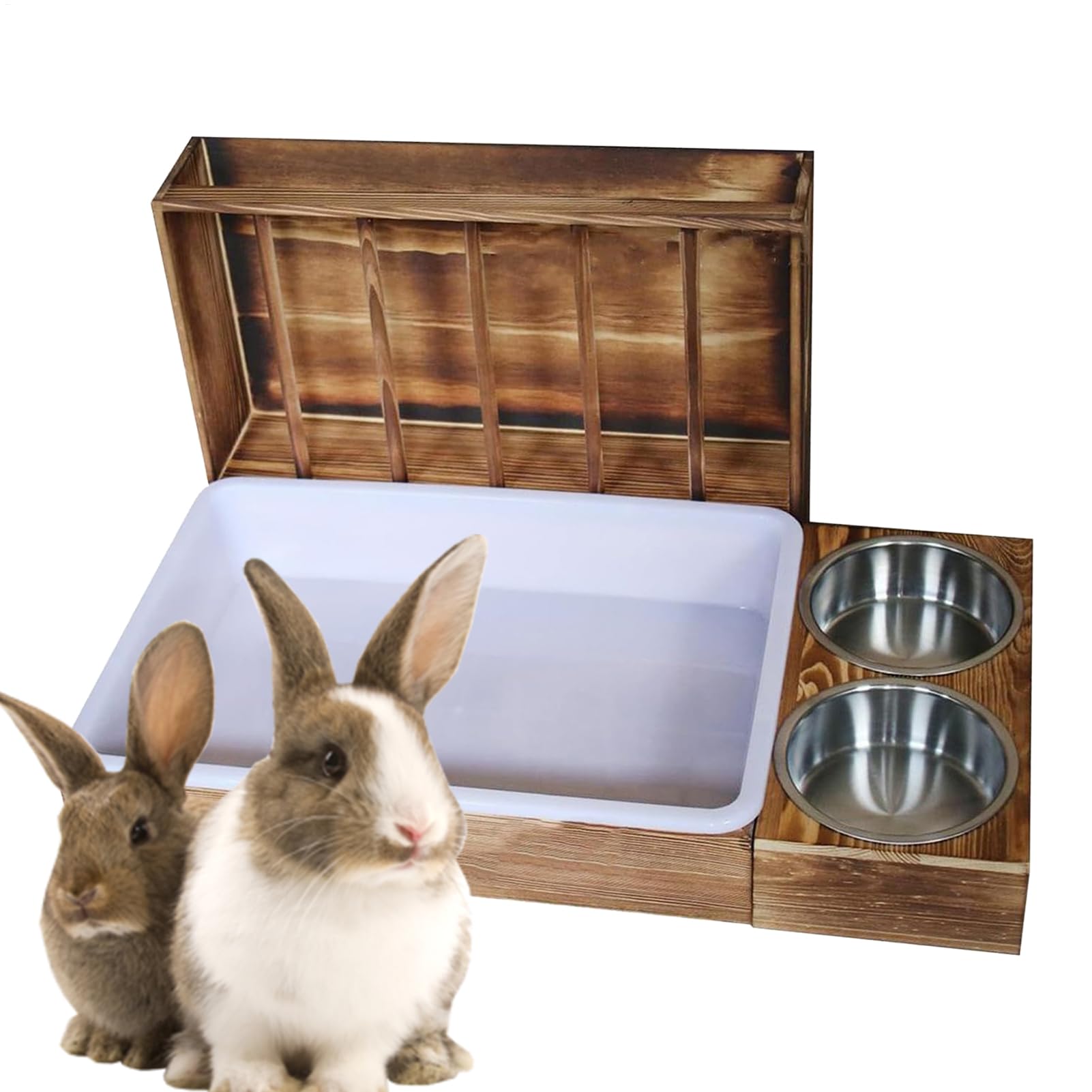 Bandeja Sanitaria para Conejos con Dispensador De Heno Bandeja Alimentadora | Portahenos Dispensador Antiderroche Multifuncion Para Jaulas De Roedores Y Mascotas Peq