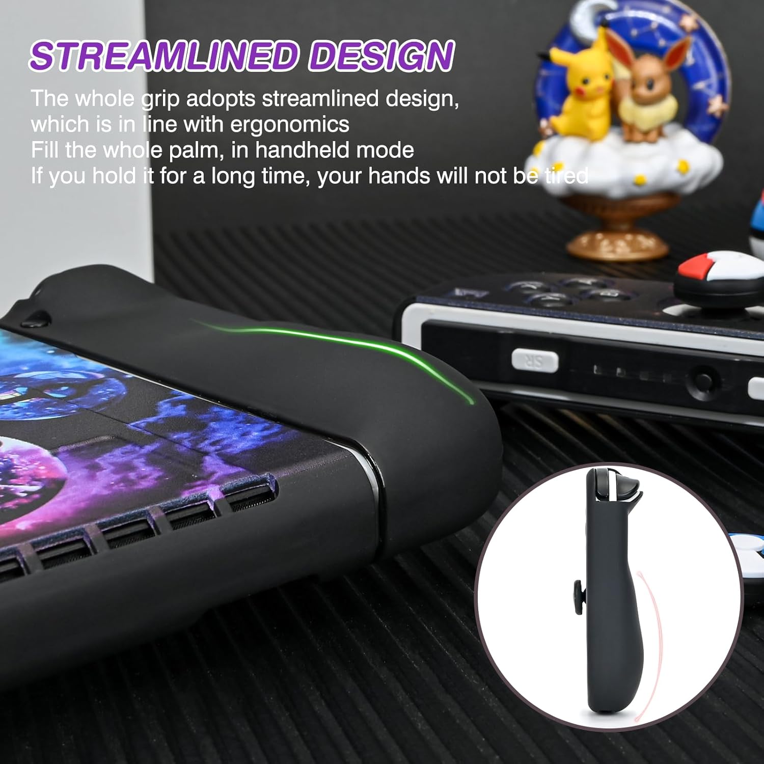 DLseego Cartoon Balls Switch OLED Protective Case Cool Soft TPU Shell Shockproof Scratch Resistant Cover Joy Con Japanese Amine Skin with 4PCS Blue and Red Balls Thumb Grips Caps for Switch 2021