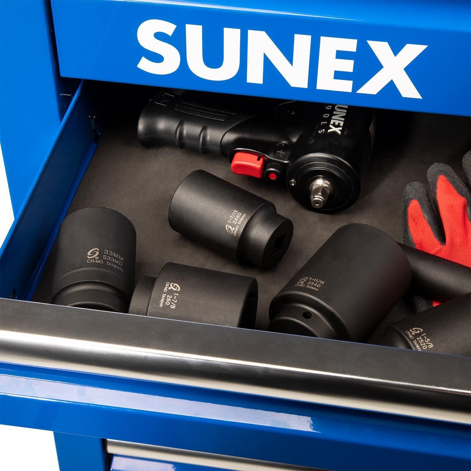 SUNEX Tools 1/2 in. Drive 1-7/16 in. 6-Point Deep Impact Socket, CR-MO Steel, Model 246D
