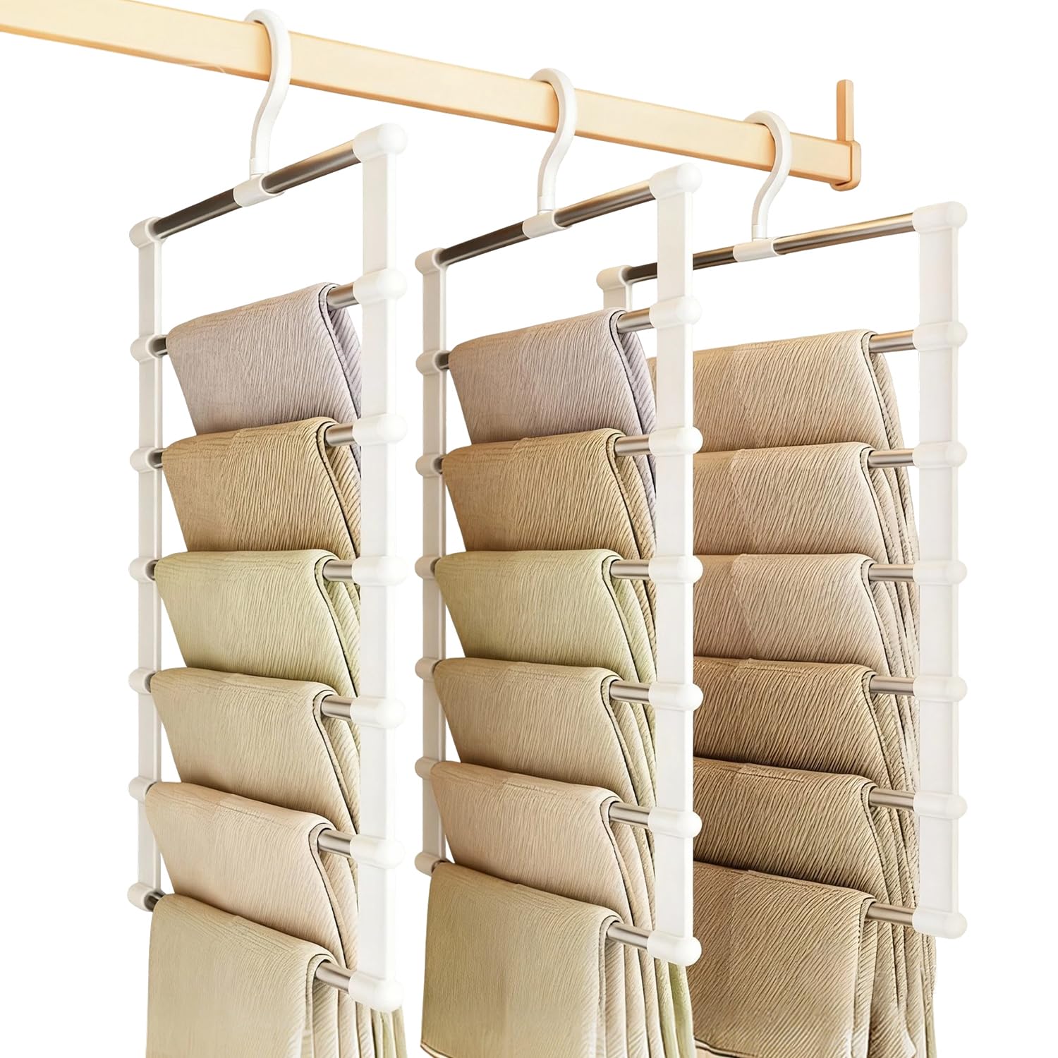 3 Pack Trouser Hangers, Non-Slip Hangers for Clothes Space Savers, Trouser Space Saving Hangers, Scarf Hanger for Clothes, Jeans, Trousers, Tie, Scarf and Towel