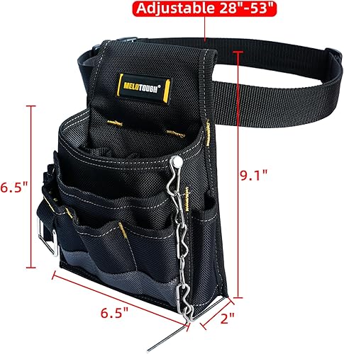 Miniatura 2 de MELOTOUGH Bolsa de herramientas para electricista, bolsas para cinturón de herramientas, múltiples bolsillos, organizador de herramientas para