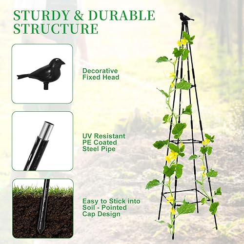 Miniatura 5 de Lalahoni Enrejado de jardín para plantas trepadoras, enrejado de obelisco de jardín de 67 pulgadas de alto para plantas trepadoras, plantas en