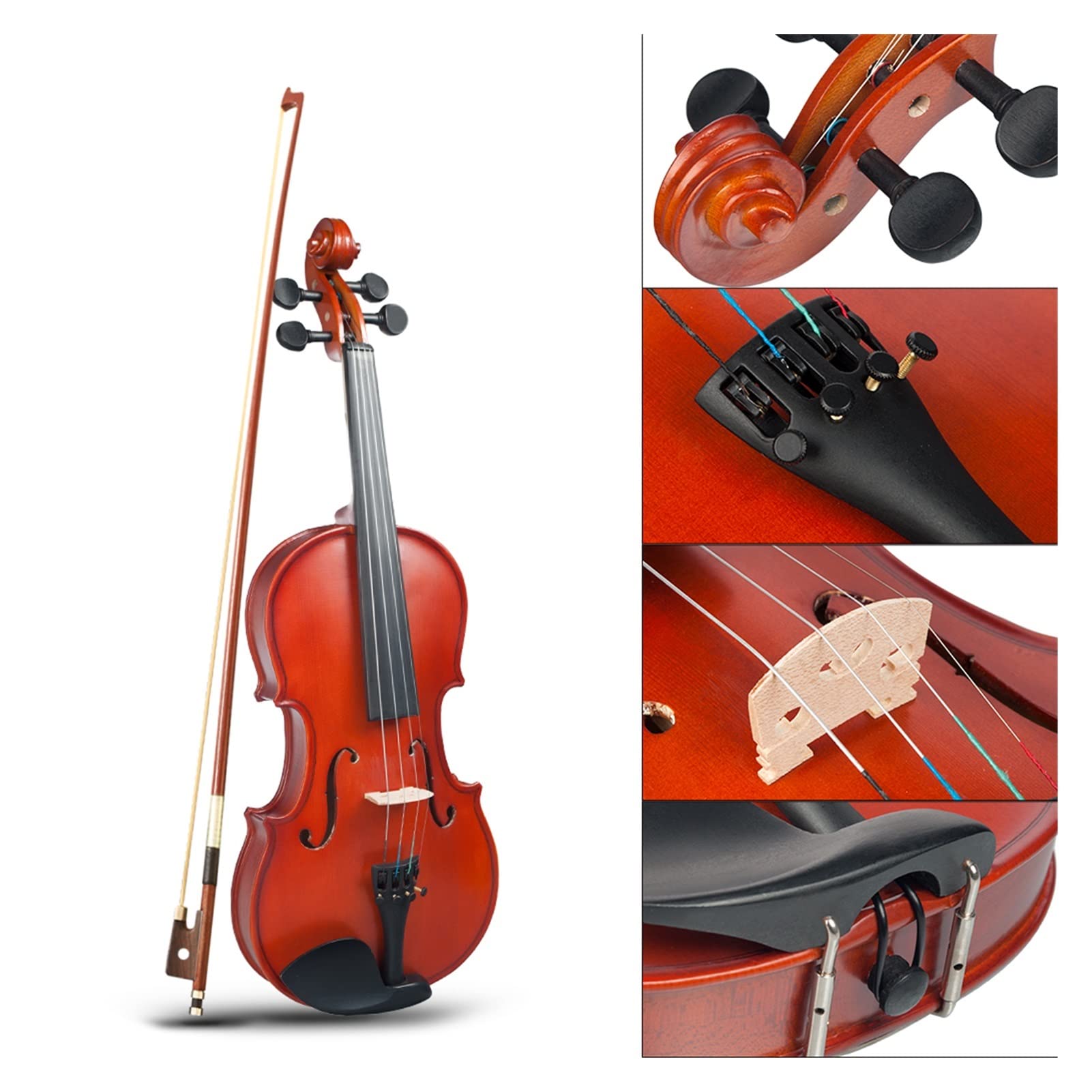 Geige 4/4 3/4 1/2 1/4 1/8 Akustische Geige Schüler Kinder Erwachsene Violine 4 Saiteninstrumente Violine (Color : 1-8)