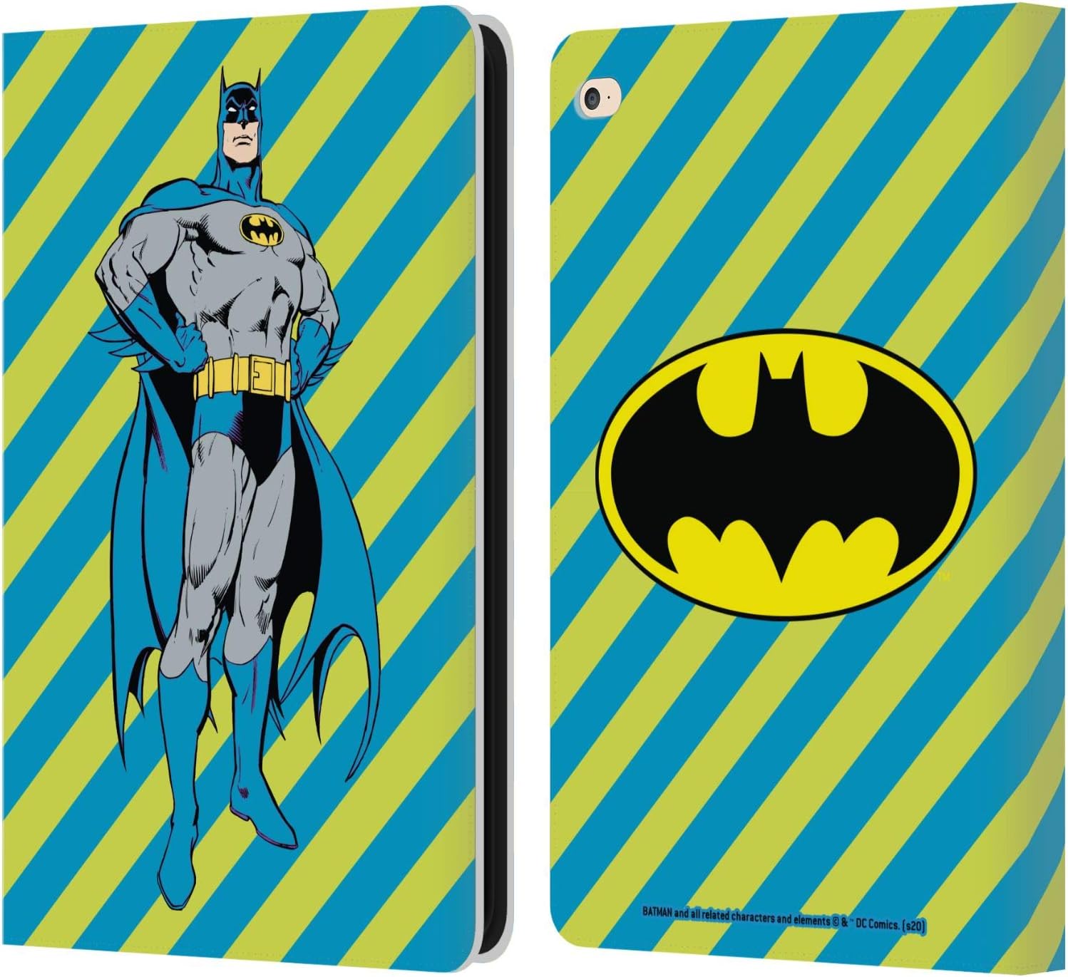 Head Case Designs Officially Licensed Batman DC Comics Stripes Vintage Fashion Leather Wallet Case Compatible with Apple iPad Air 2 (2014)