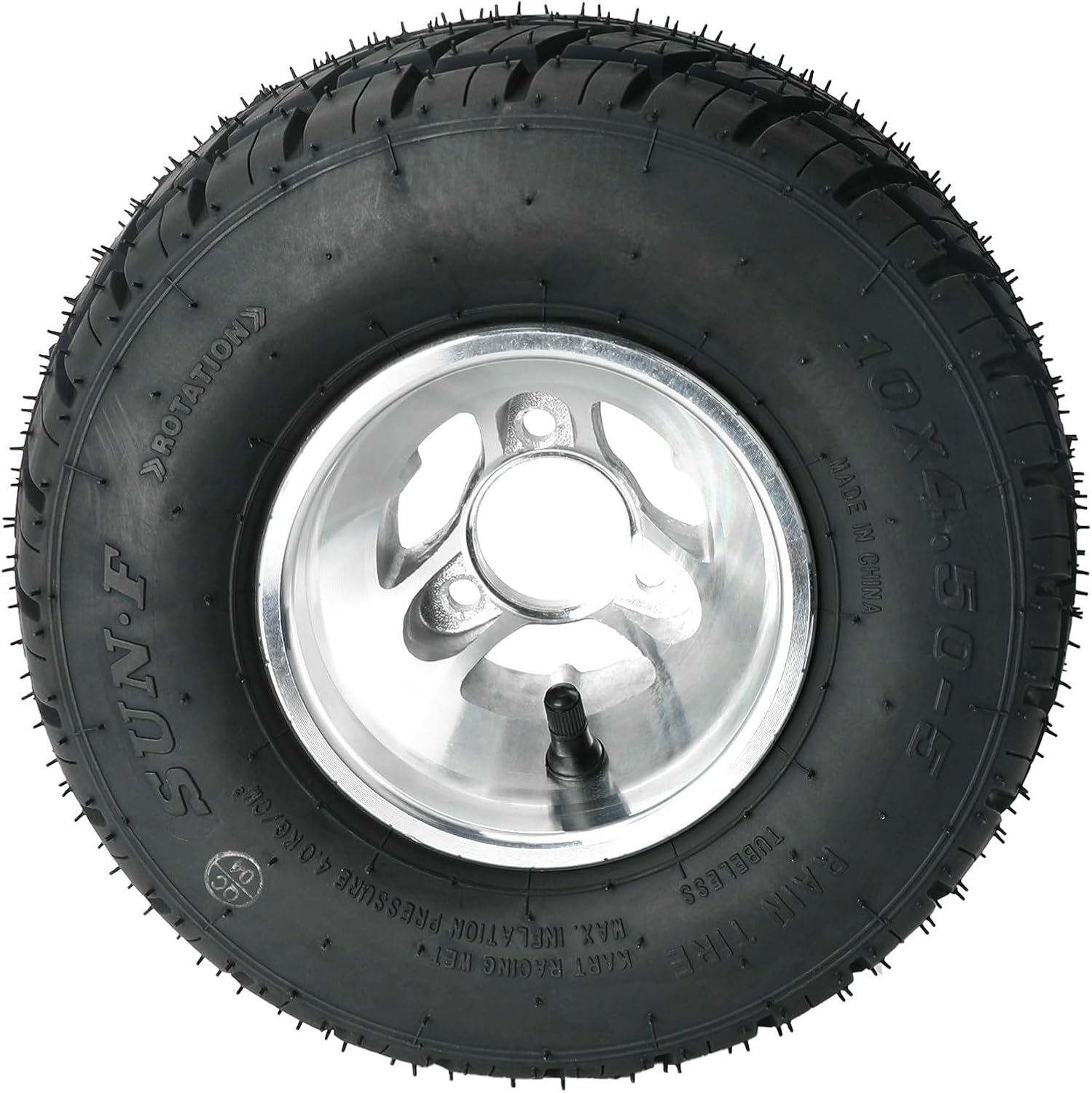 10x4.50-5 Front Go Kart Tires and Rims, 2pcs Front Tires Rims, Go Cart Wheels and Tires 10x4.50-5 Front, Racing Wheels Rain Tire with 3 Holes for Mini Bike ATV Quad Drift Trike Lawn Mower