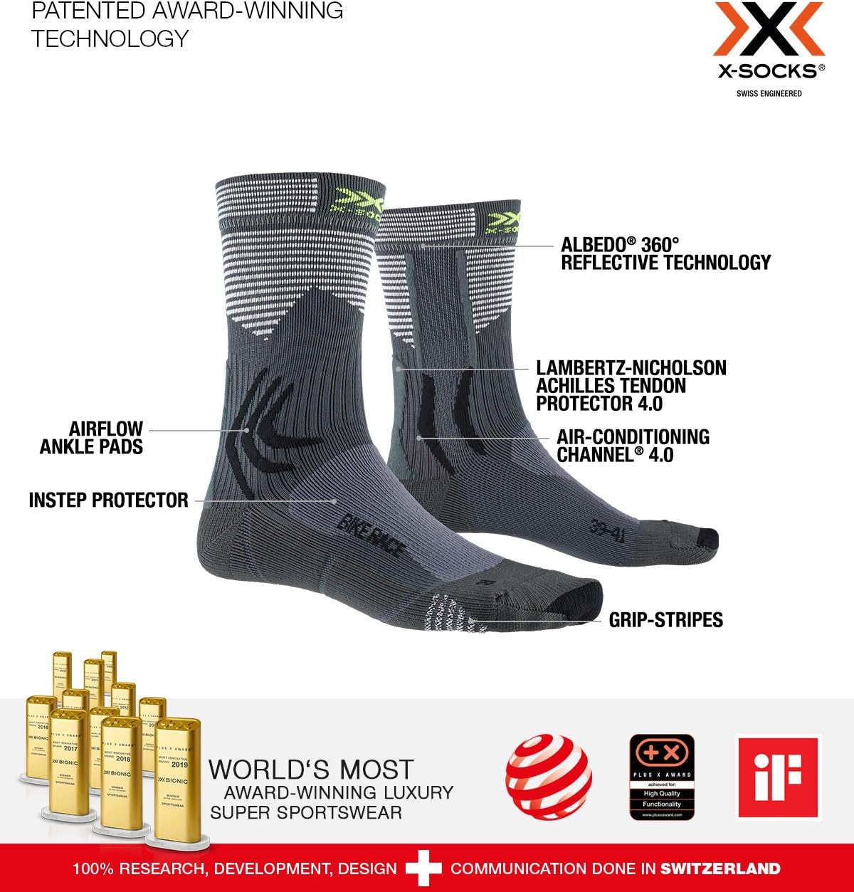 Chaussettes X-Bionic Bike Energizer - Homme - Blanc - Lot Personnalisable