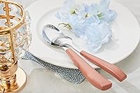 Vista 4 de Juego de cubiertos Annova de acero inoxidable con mangos coloridos, juego de utensilios de cocina, incluye cuchillos de cena, tenedores, cucharas