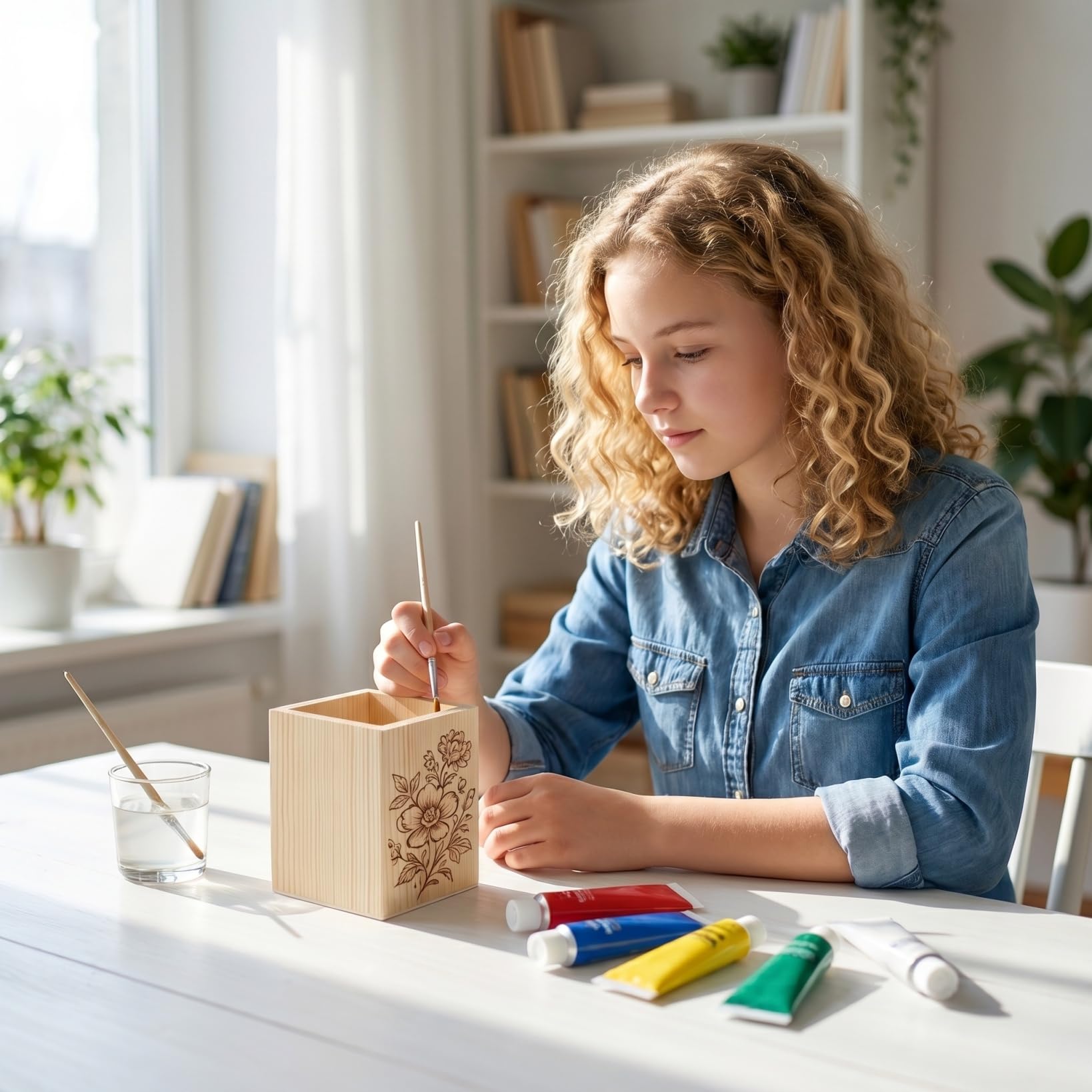 Amosfun Porte-Stylo En Bois Vierge Lot De 4 Pot À Stylo Bureau Inachevé À Peindre Organisateur De Bureau Polyvalent Pour Rangement Crayons Et Pinceaux 3.94 Pouces