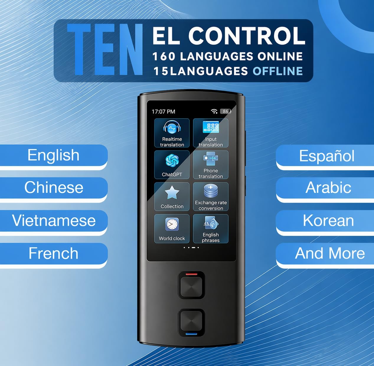 AI Language Translator Device, Voice-Text Translator Device in 138 Languages For Business and Learning, Online/Offline/ChatGPT/Photo Translation