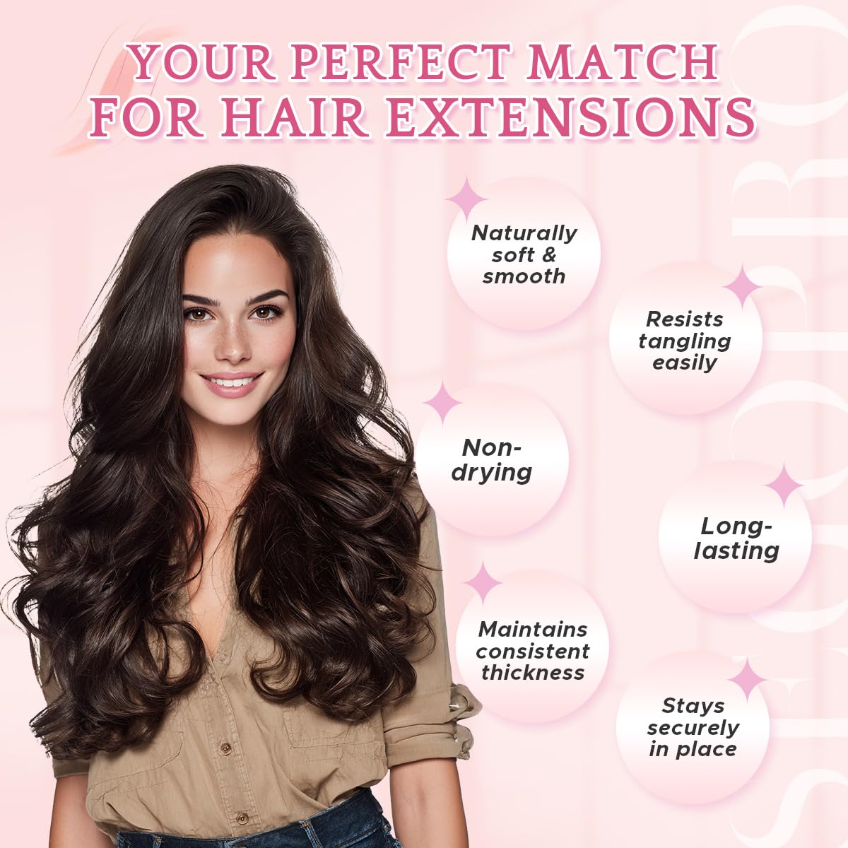 SEGO Pro Clip in Hair Extensions 8 Pcs 18 Clips Full Head Synthetic Fiber Hair Pieces for Women Curly 17 Inch (Dark Brown) - Image 3