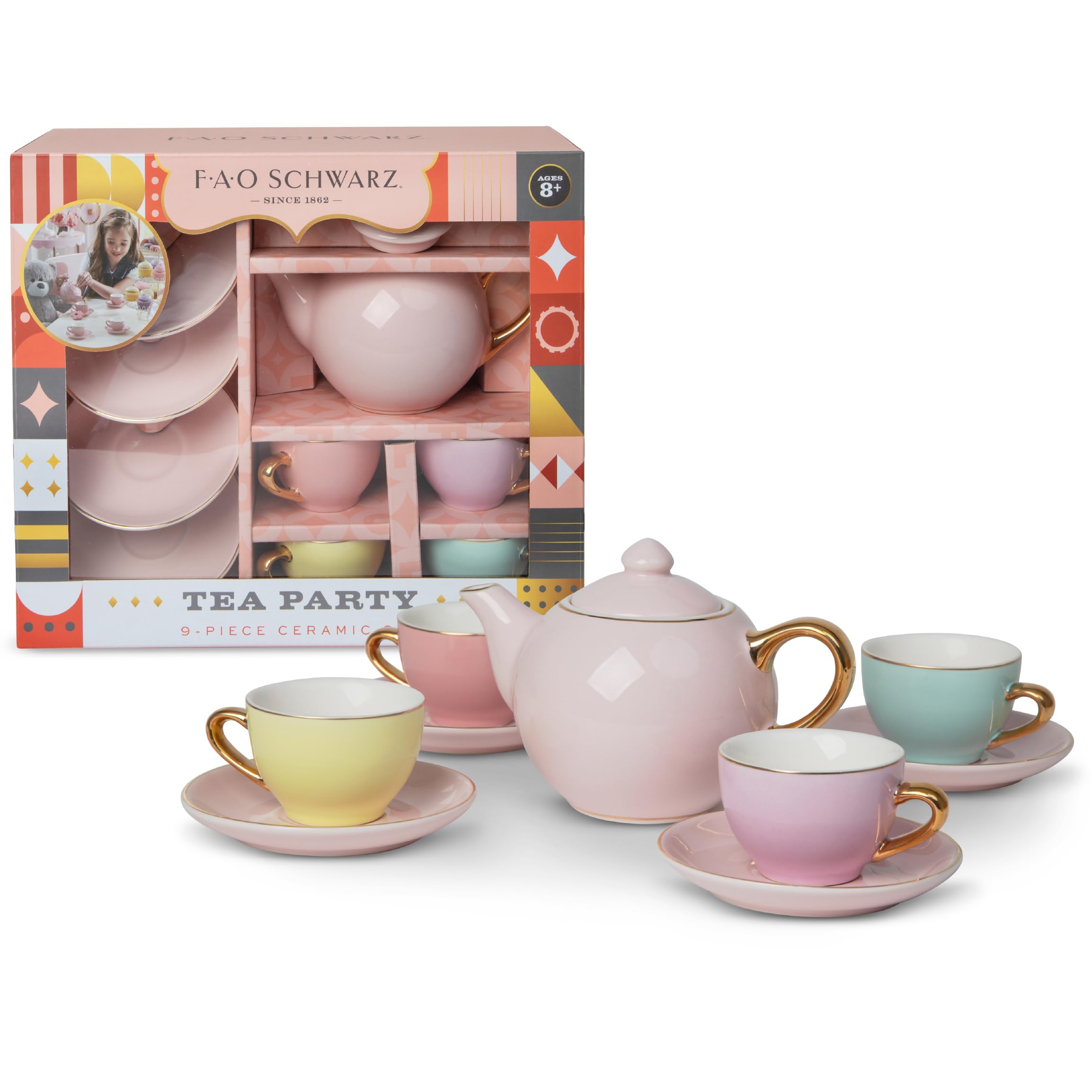 Amazon.com: FAO Schwarz® Ceramic Tea Party Set, 9pcs - Pink
