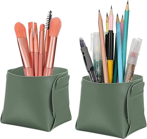 Vista 11 de PATIKIL Paquete de 2 organizadores de escritorio de cuero, soporte de lápiz de cuero, bandeja de valet de joyería, organizador de accesorios