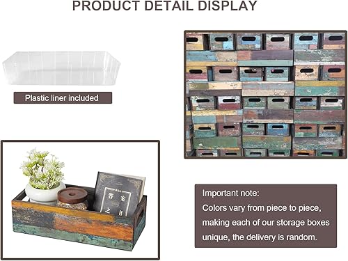 Miniatura 2 de TIMRIS Caja de almacenamiento de madera envejecida de granja, caja de decoración rústica para baño, cesta decorativa para tanque de inodoro, bonito