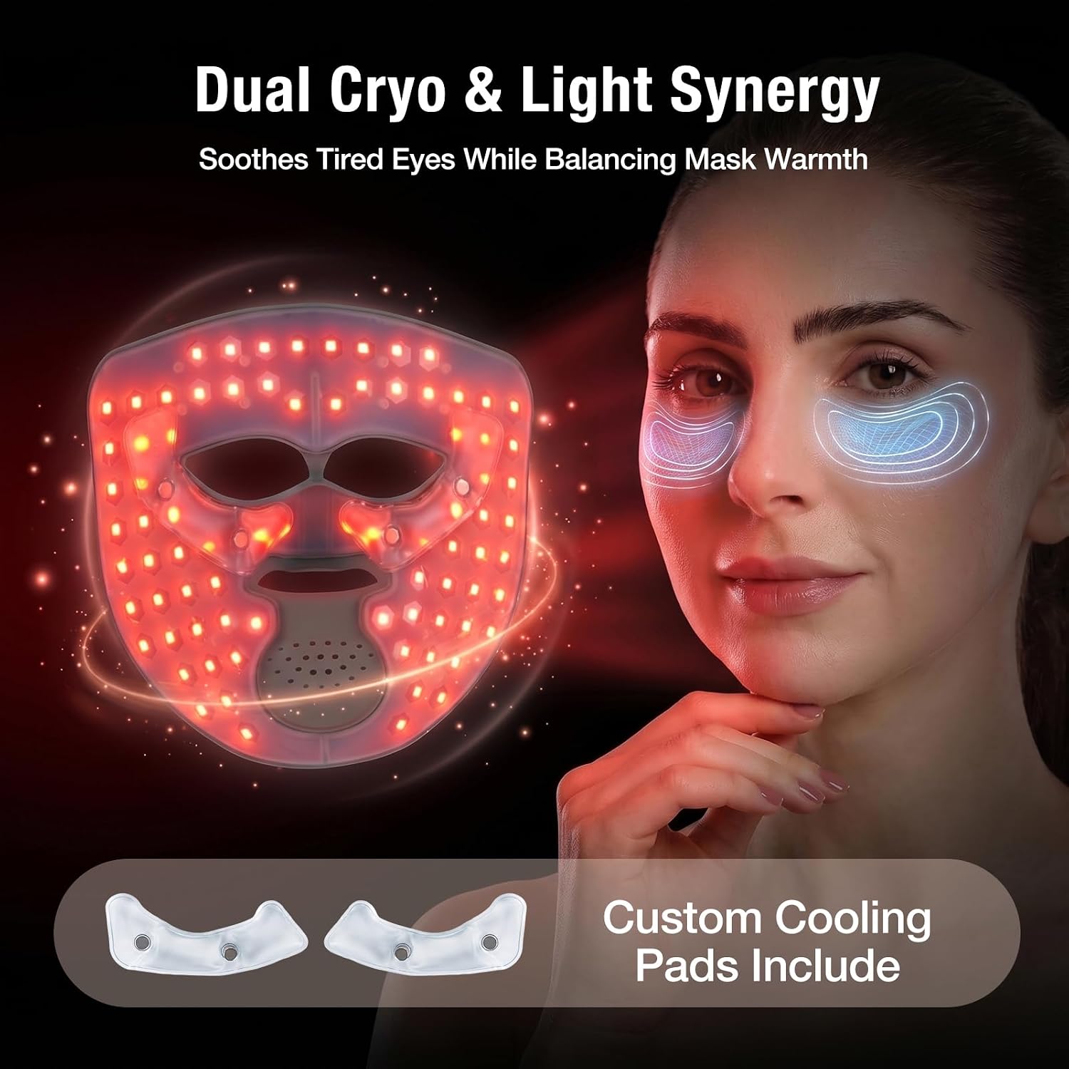 Red Light Therapy Led Mask for Face,Cooling Eye Care,320 LEDs image 4