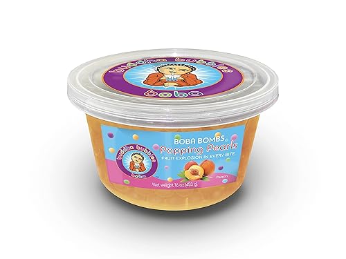 Vista 60 de Premium MANGO Popping/Bursting Boba Pearls/Boba Bombs Postre Topping by Buddha Bubbles Boba