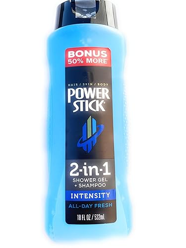 PowerStick Champú y gel de ducha 2 en 1 (3 EA 18 oz) Intensidad Fresco todo el día