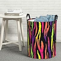 Vista 8 de Cesta de lavandería a rayas de arco iris, impermeable, con personalidad a la moda, cesta grande plegable para lavandería, cesta de almacenamiento