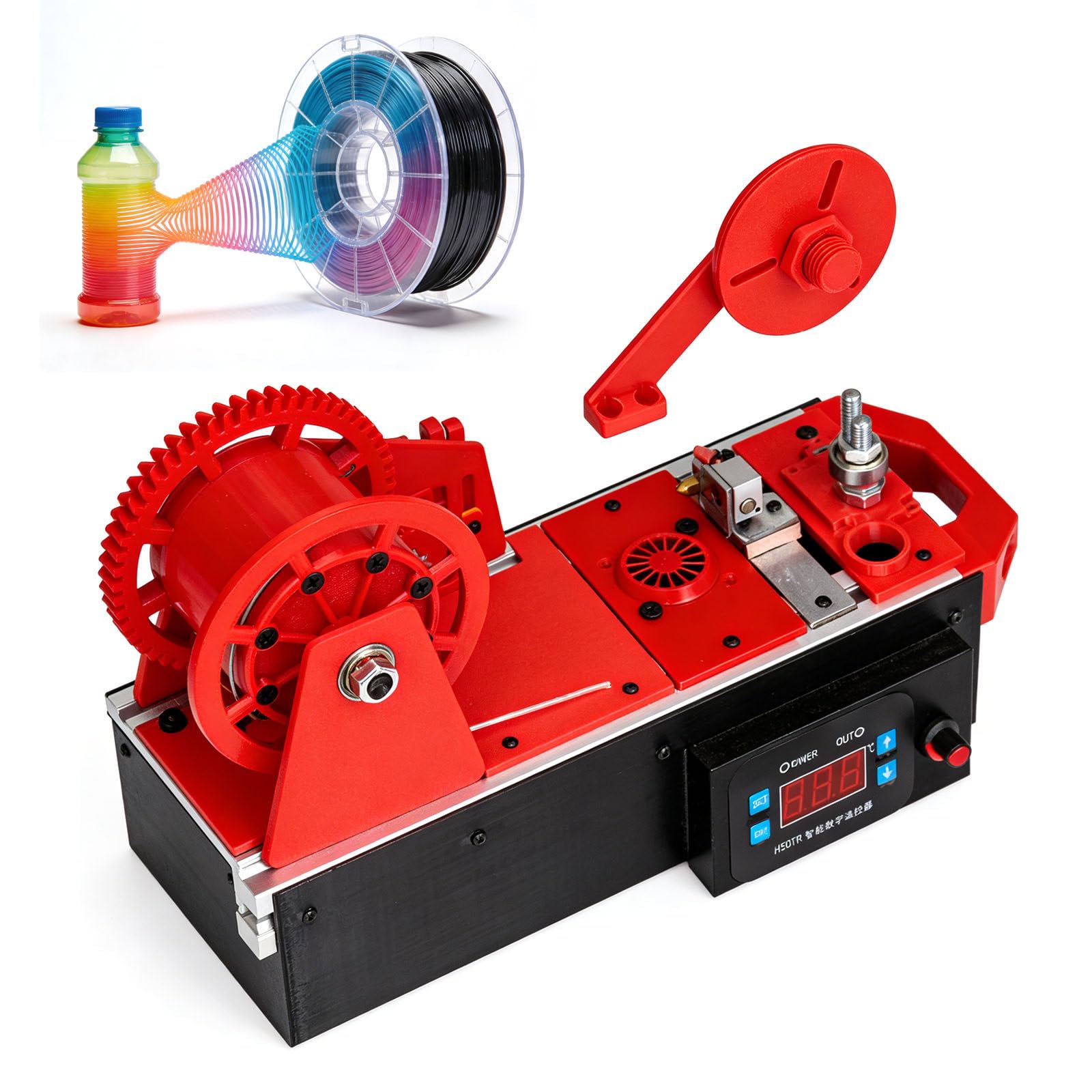 Extrusora de filamento de escritorio para reciclar residuos de plástico a filamento de 1,75 mm, temperatura y velocidad ajustables, suministros de impresión 3D