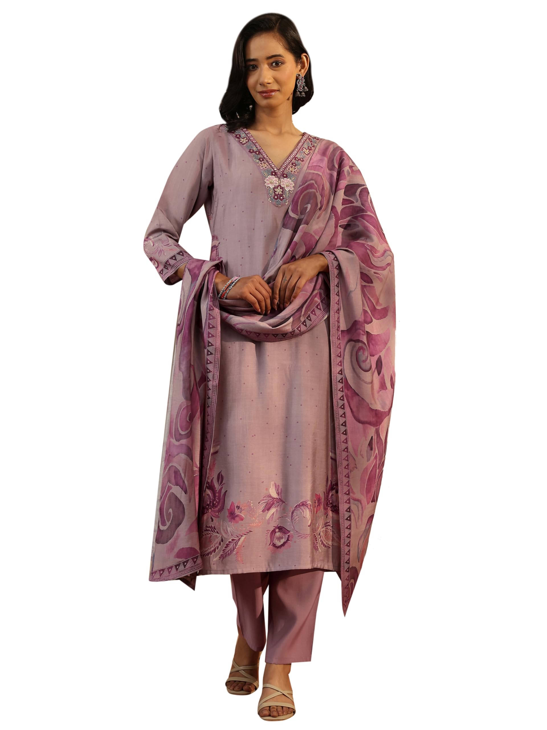libas Printed Silk Blend Straight Kurta With Trouser and Dupatta-picture-54