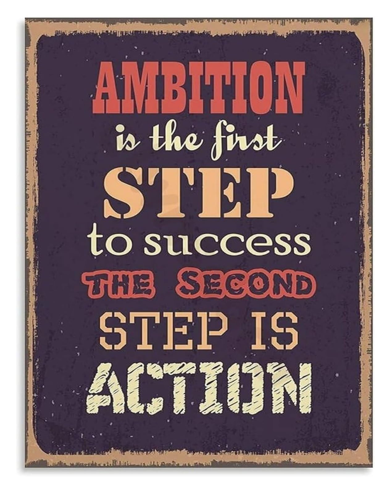 NWPNLXEA Motivational Vintage Quote Canvas Painting Wall-Art Inspirational Saying for Office School Room Decor Framed,08x12inch(20x30cm)