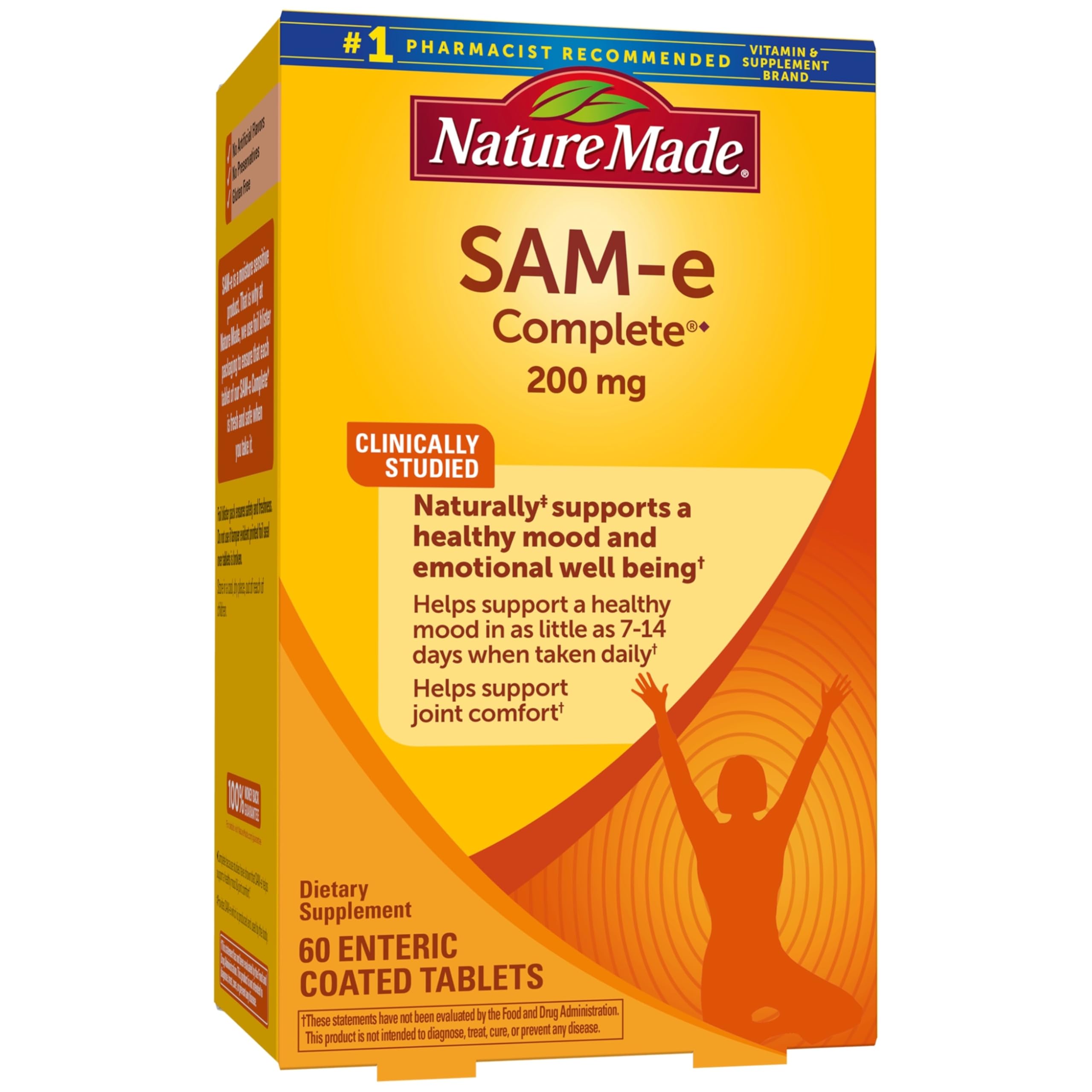 Nature Made SAM-e 200mg Complete, Dietary SAM-e Supplement for Mood Support, 60 Tablets, 30 Day Supply