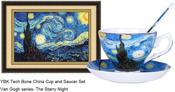 Bone China Cup &Saucer Set, 7oz- Van Gogh's Paintings (Starry Night)