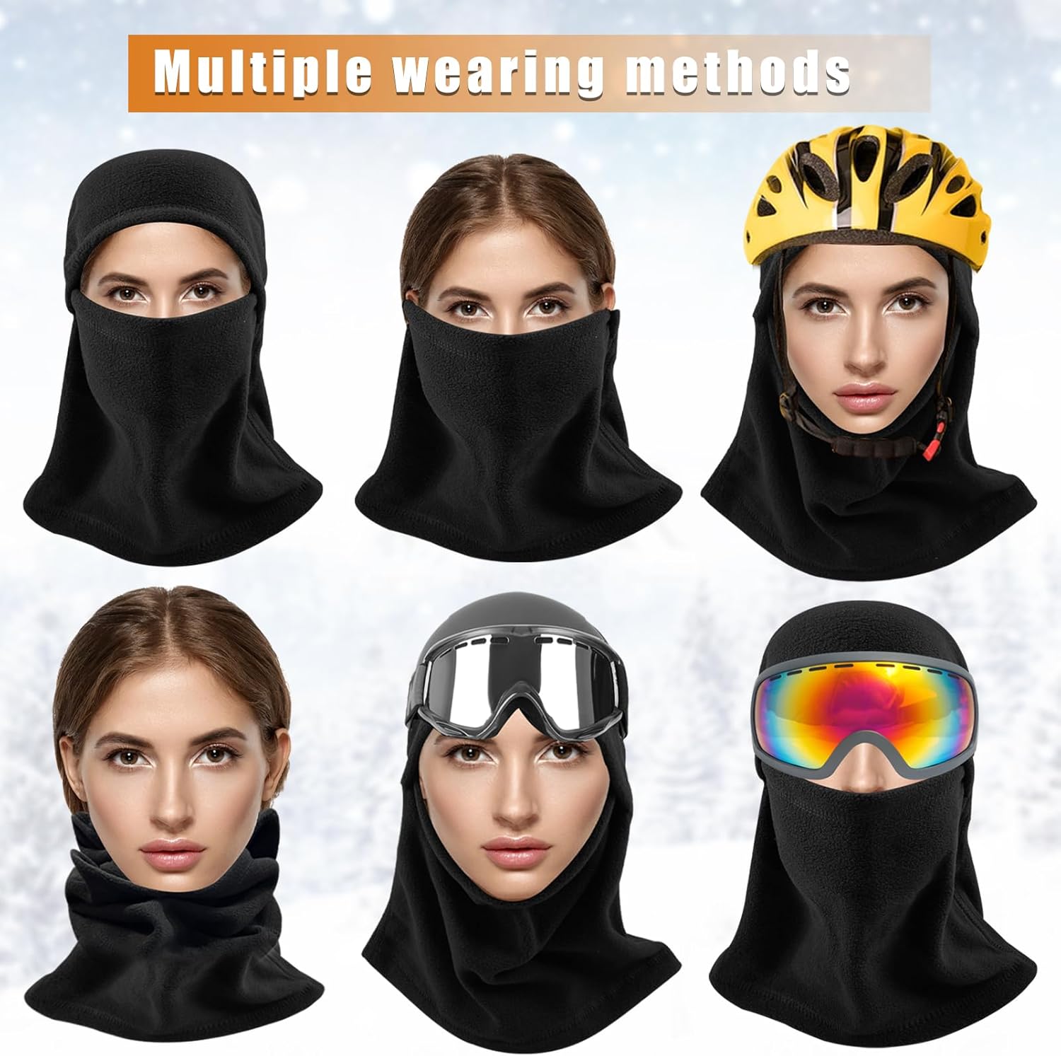 3 Pieces Full Face Cover Winter Warm Fleece Balaclava Face Mask, Soft Winter Ski Mask for Men Women Cold Weather - Image 4