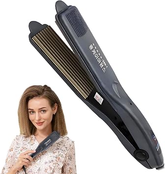 Ceramic Crimper Iron for Volumizing Fluffy Hairstyle, Corrugation Crimper Hair Iron, Anti Static 9 Teeth Hair Crimping Iron Adjust Temperature
