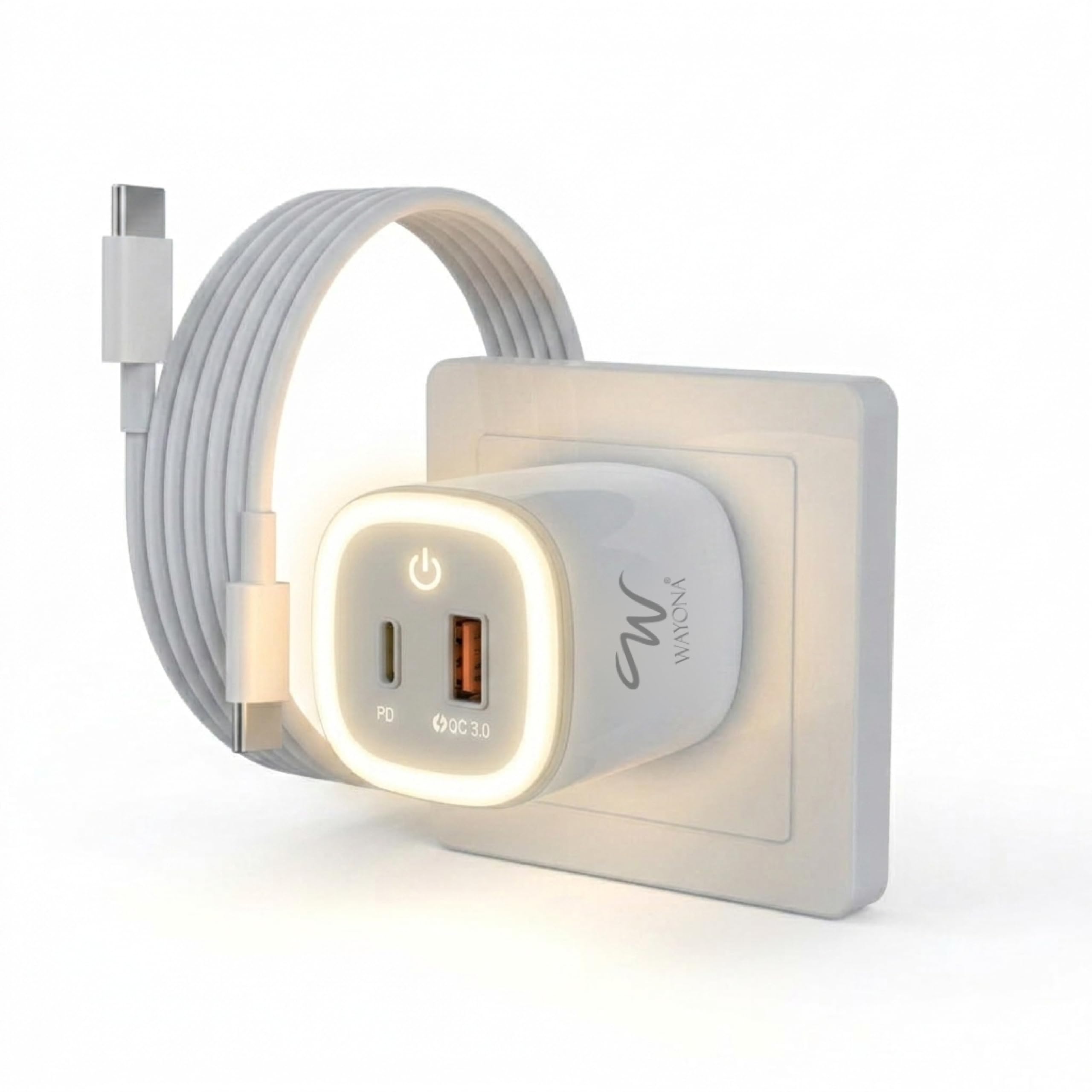 25W Fast Charger | USB C PD Wall Adapter + QC 3.0 USB A | Adjustable Night Light with Dual Port Charging | Compatible with iPhone 17,16/15/14/13, Samsung Galaxy S25/S24/S23, OnePlus, Xiaomi & Android-image-47