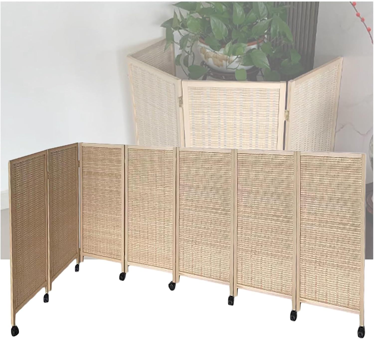 Room Dividers Panels,Short Room Partition,4/5/6/7/8 Panel Movable Portable Privacy Screen,Foldable Light-Blocking and Breathable Partition,for Home Office Kindergarten,Brown,100X40