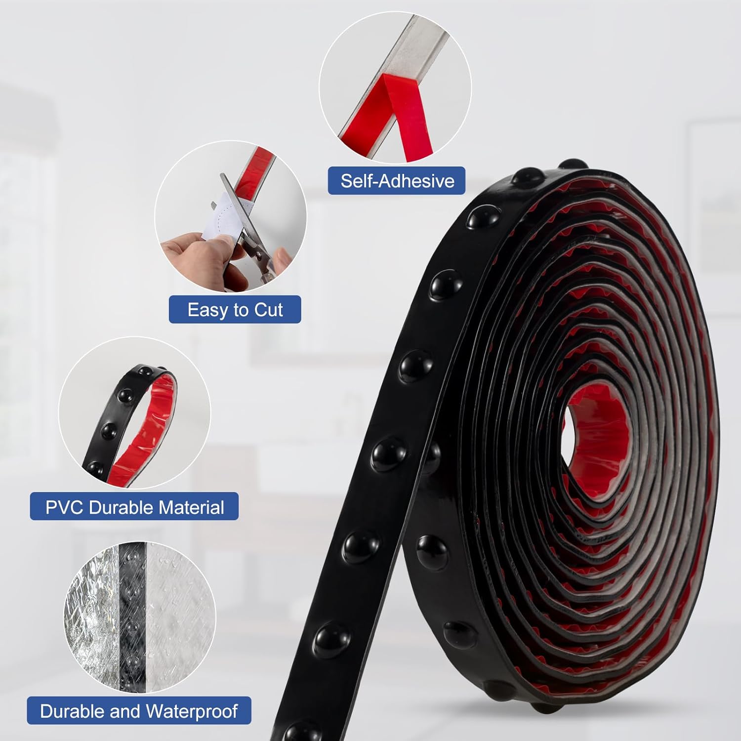 1.14in x 49.2ft Crown Moulding Peel and Stick Mirror Frame Border – 3 Rolls Black Beaded Flexible Decorative Molding Trim for Bathroom Mirrors, Walls, and Cabinets