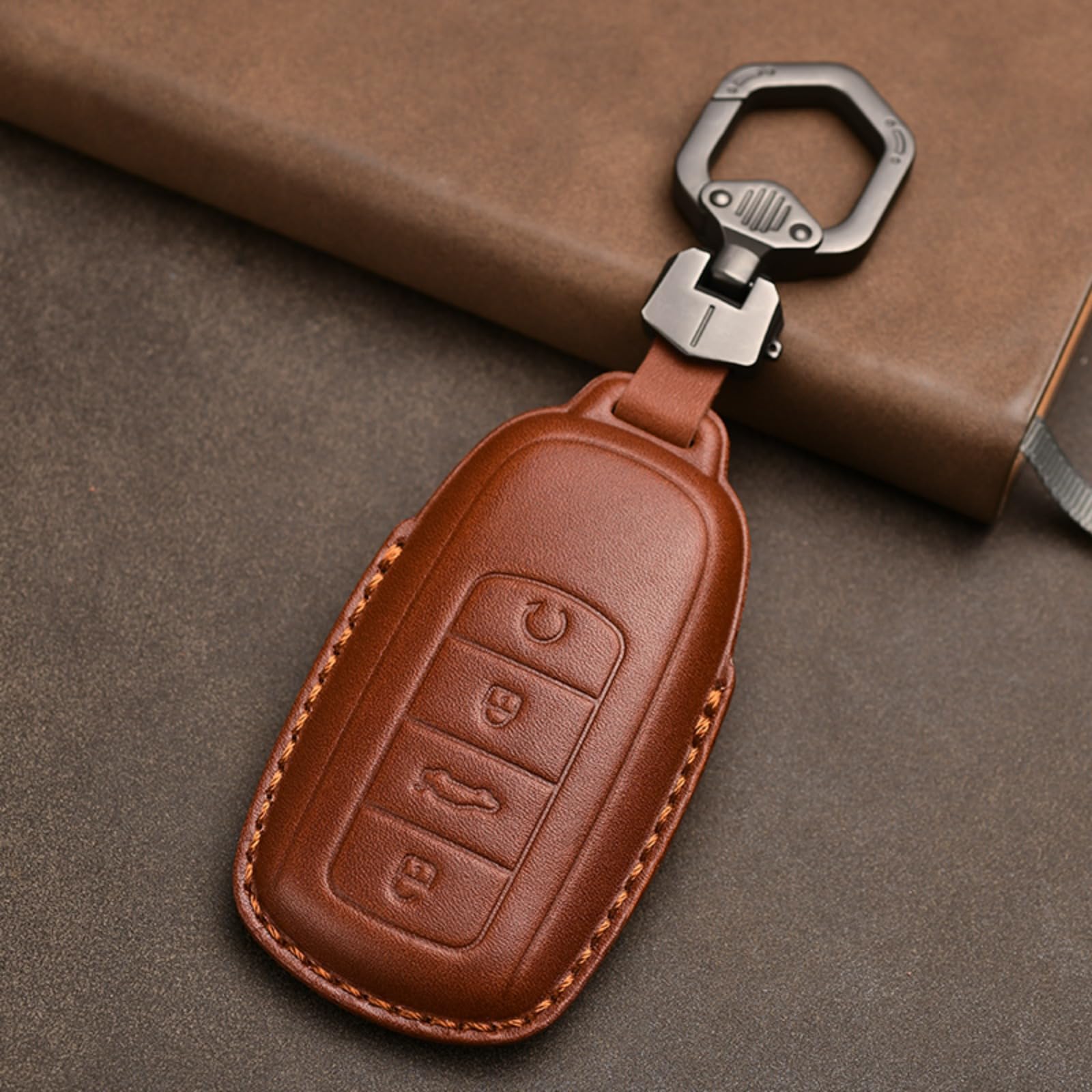 Funda de cuero para llave de 4 botones Chery Tiggo con protecci&oacute;n total 7
