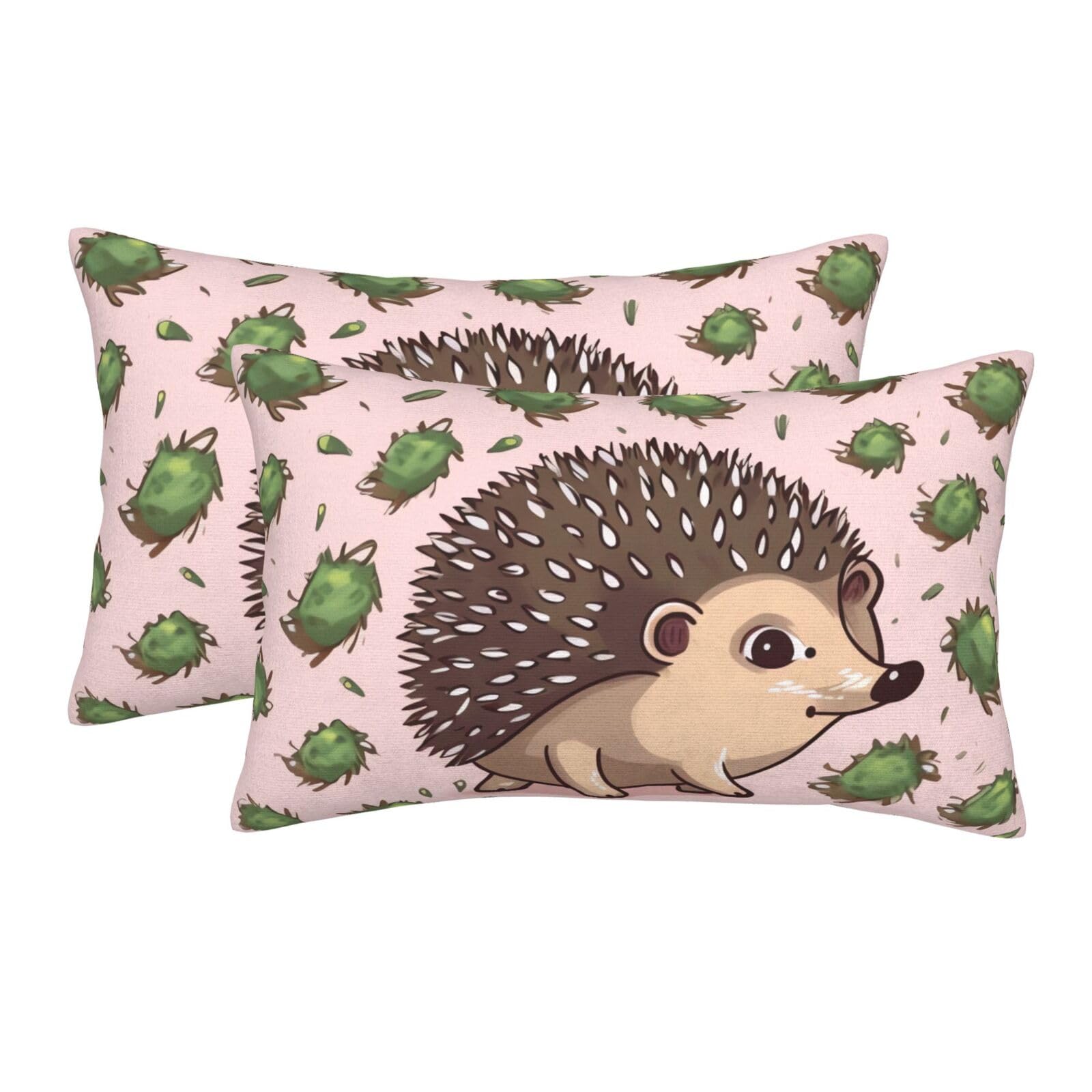 2 Pack Standard Size Pillow Cases for Hair and Skin Soft Breathable Pillow Case Covers with Hidden Zipper Cartoon Hedgehog Pillowcase 20"x30" Pillow Cover for Sleeping Gift