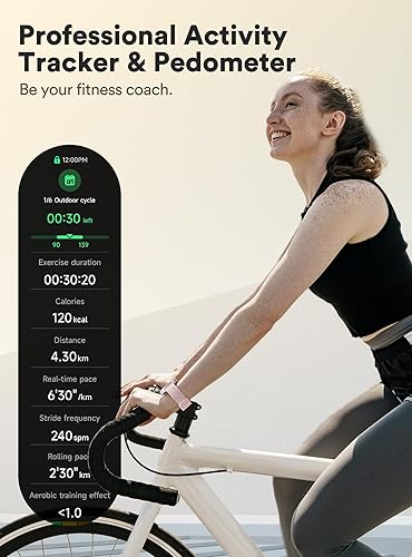 Miniatura 4 de Reloj inteligente de fitness para mujer, Quican iOS y Android, compatible con Bluetooth, rastreador de actividad con monitor de frecuencia cardíaca,