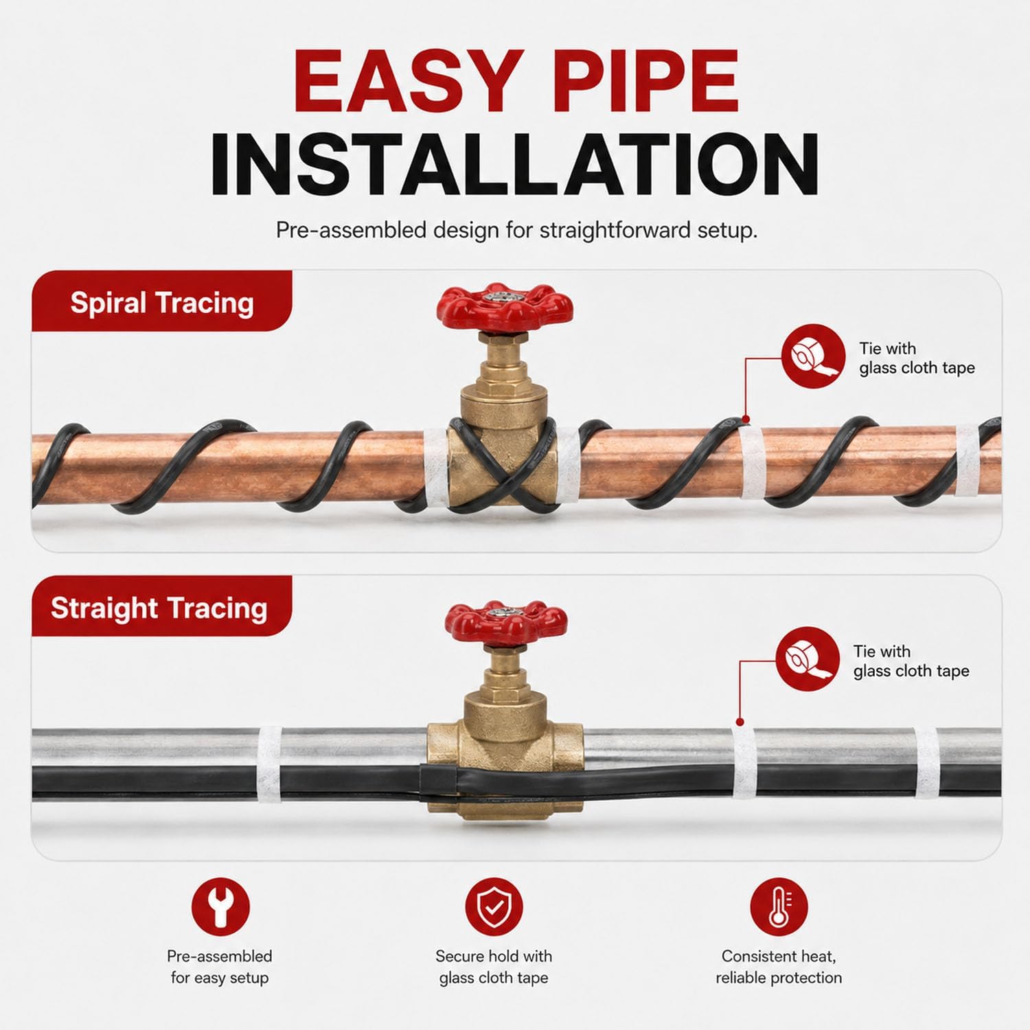 H&G Lifestyles 8W/FT Roof Heat Cable for Roof and Gutters, Self-Regulating | Heaters to Prevent Ice Dams,Heavy Duty Heat Tapes for Snow De-icing, 8Watts per Foot Patented Heating Technology 120FT