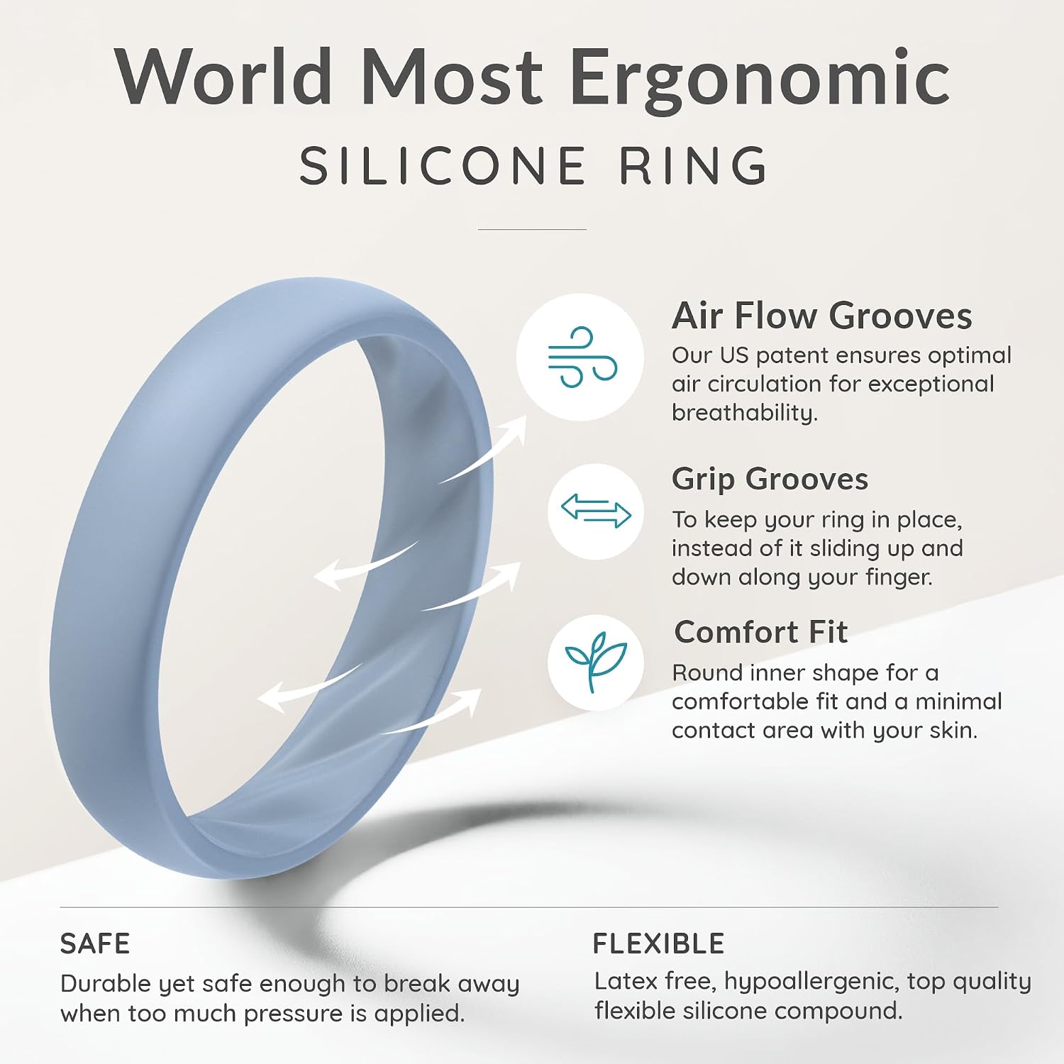 ThunderFit Braided Classic Mix Women's Silicone Rings, 1.7mm Thick Rubber Engagement Rings - Braided and 4mm Classic Rings Combo