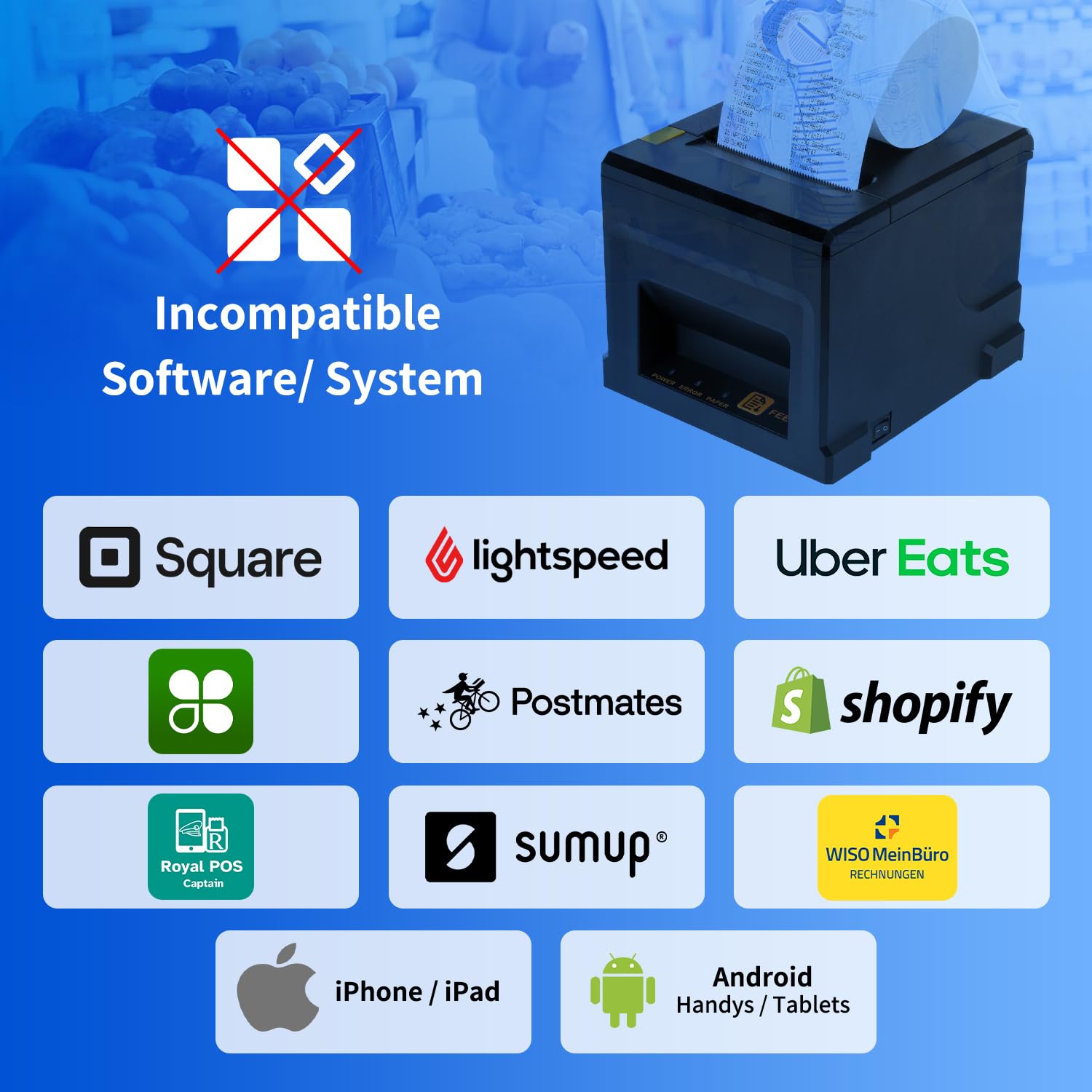 NetumScan Drukarka pokwitowań POS 80 mm USB 300 mm/s termiczna drukarka pokwitowań z automatycznym cięciem, szufladą, interfejsem Ethernetowym USB, obsługa Windows/Mac/Linux