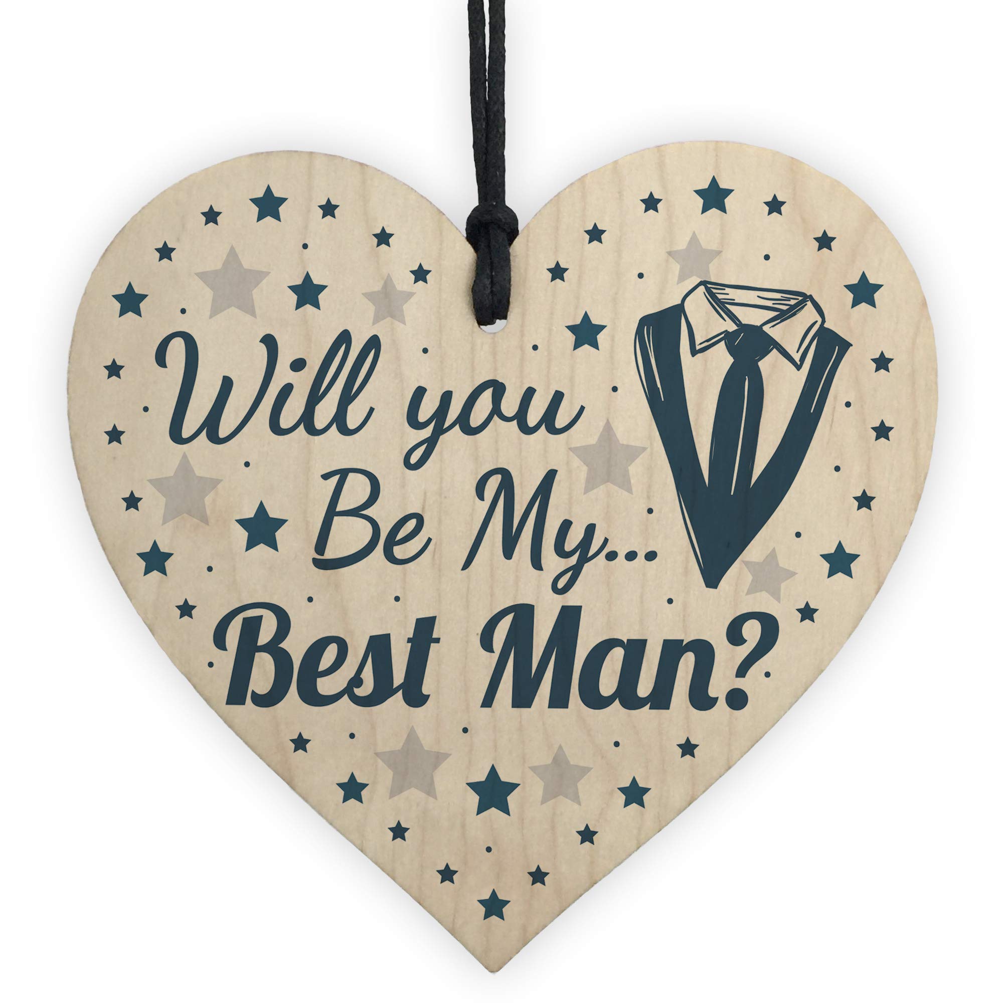Red Ocean Will You Be My Best Man Invite Wooden Heart Plaque Wedding Invitation Asking Gift For Brother Son Best Friend