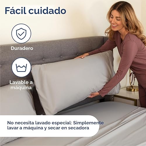 Miniatura 7 de Juego de sábanas tamaño Queen 4 piezas sábanas de lujo para hotel extrasuaves con bolsillos profundos fácil ajuste sábanas transpirables y