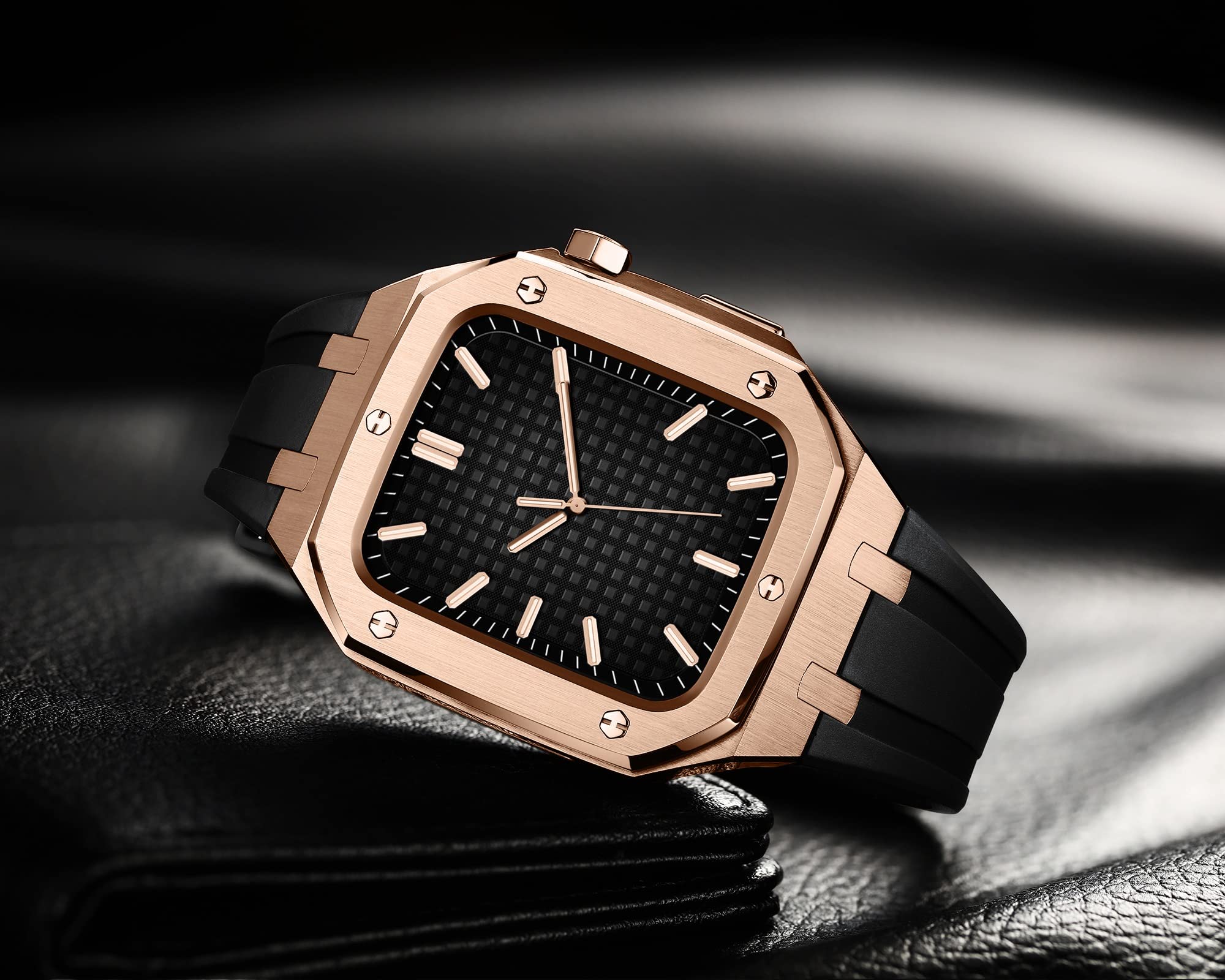 Switch Smart Watch Case per Band Mod Kit 45mm 44mm, cinturino in gomma (colore: Preto, dimensione: 44 mm per 6/5/4/SE)