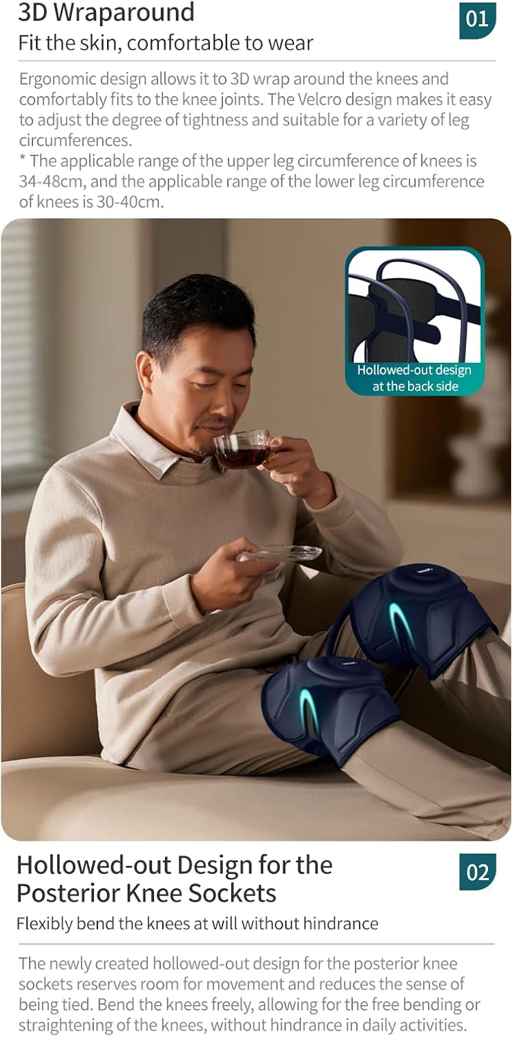 Детално view of Philips Knee Massager's 3D wraparound and hollowed-out design