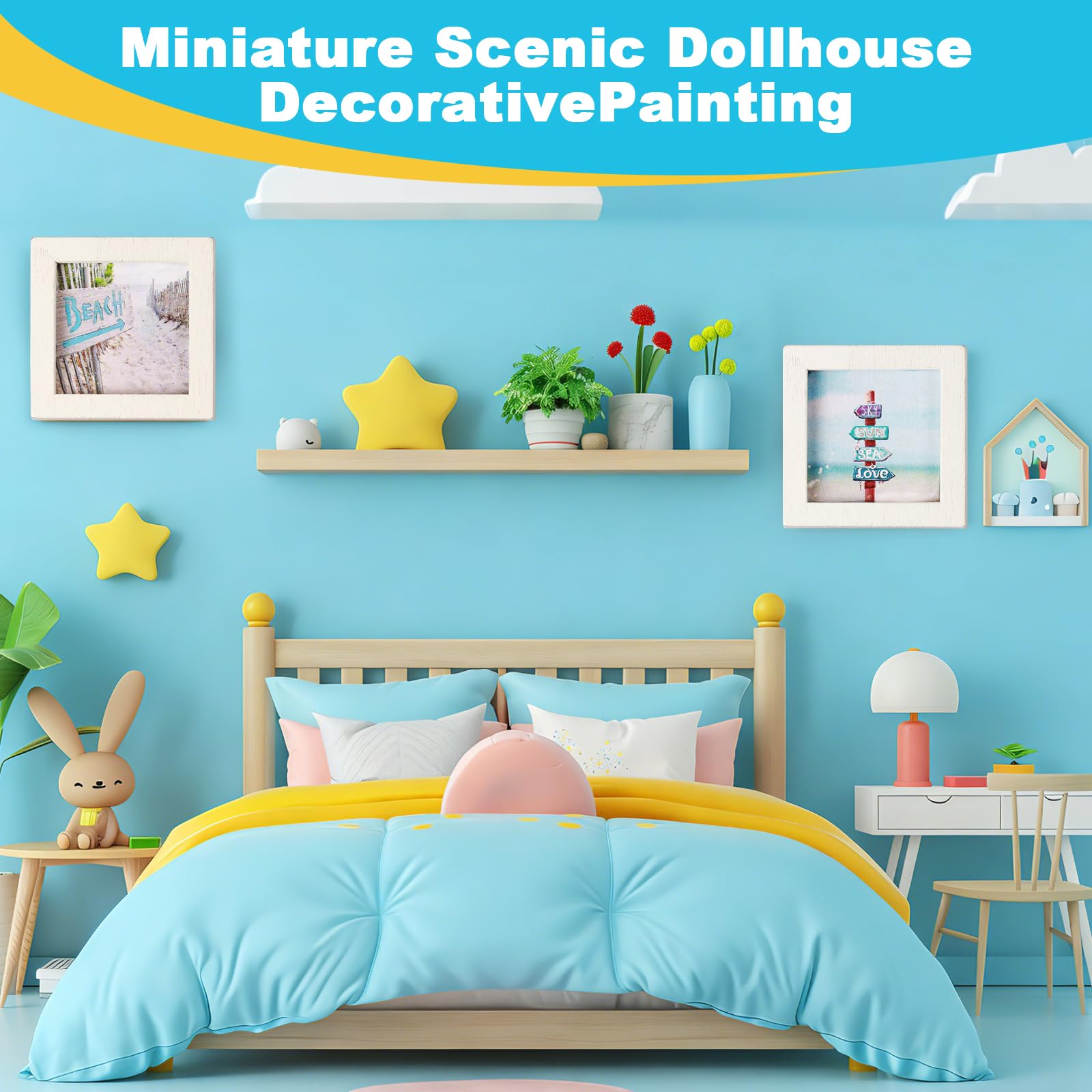 WENXINWIN 6 PCS Wooden Mini Photo Frames, Themed Dollhouse Accessories - Image 4