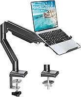 MOUNTUP 2-in-1 Laptop Stand & Monitor Arm Mount - Adjustable Desk Stand for 17" Laptops & 32" Monitors, 2.2-22lbs Capacity, Clamp/Grommet