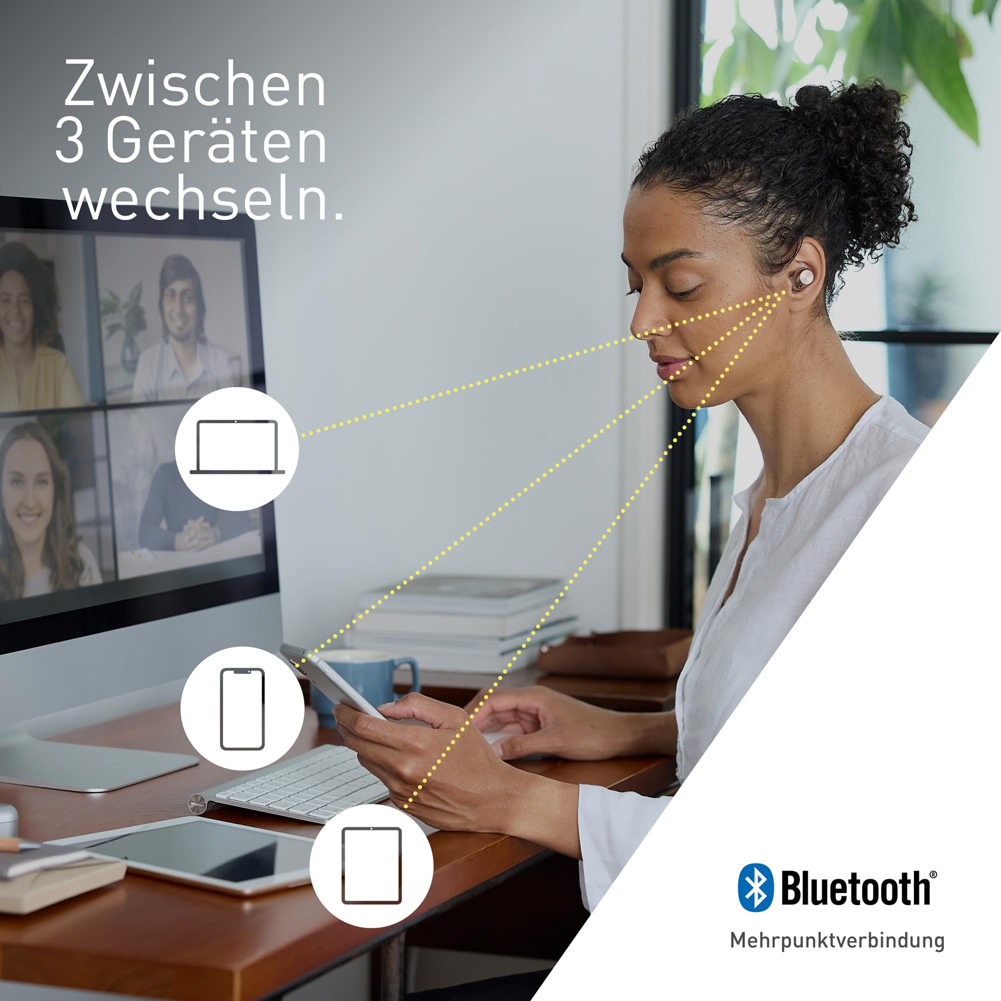 Technics EAH-AZ40M2EN Kabellose Ohrhörer mit Noise Cancelling, Multipoint Bluetooth 3 Geräte, Bequemer In-Ear-Kopfhörer mit Integriertem Mikrofon, Roségold