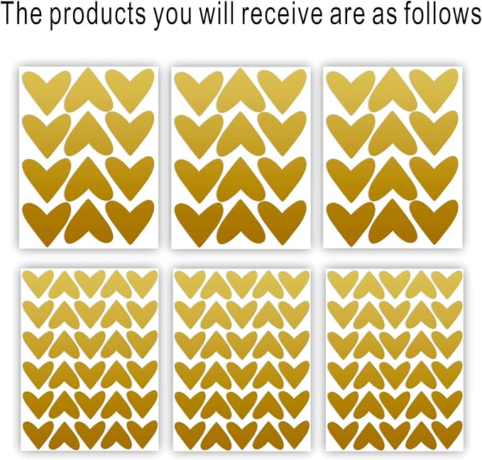 126 Piezas Vinilos Corazón Dorado Mate para Pared miniatura 6