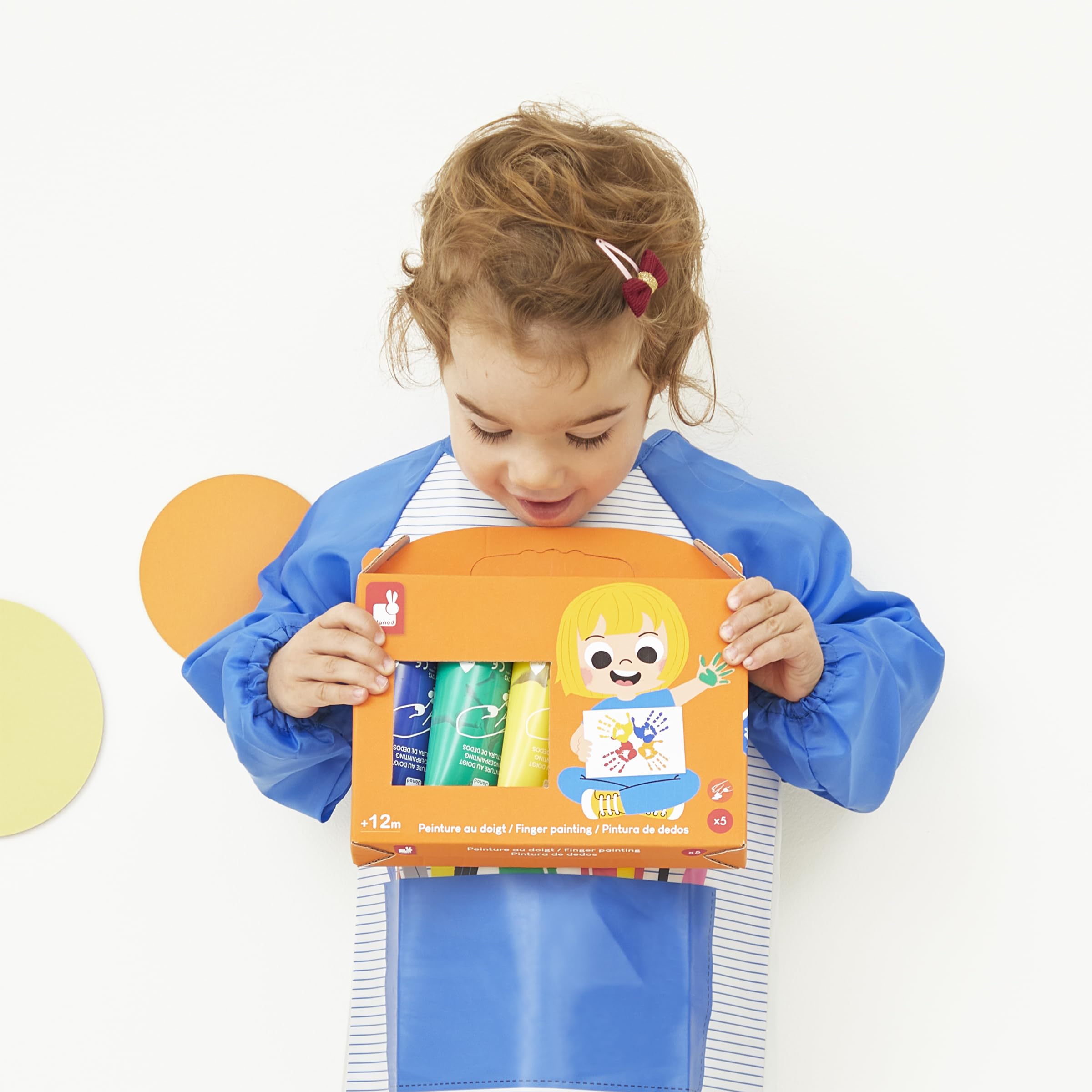 Janod - 5 tubetti di pittura a dita per bambini a partire da 1 anno - Tubetto da 75 ml - Dermatologicamente testato - Ideale per i più piccoli - A partire da 12 mesi - J07403