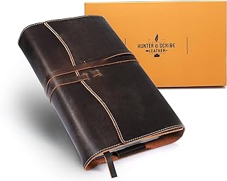 Hunter & Scribe Leather Book or Bible Cover for Men and Women - Handcrafted Genuine Top Grain Buffalo Leather - Extra Large Leather Bible Cover - XL Book Cover