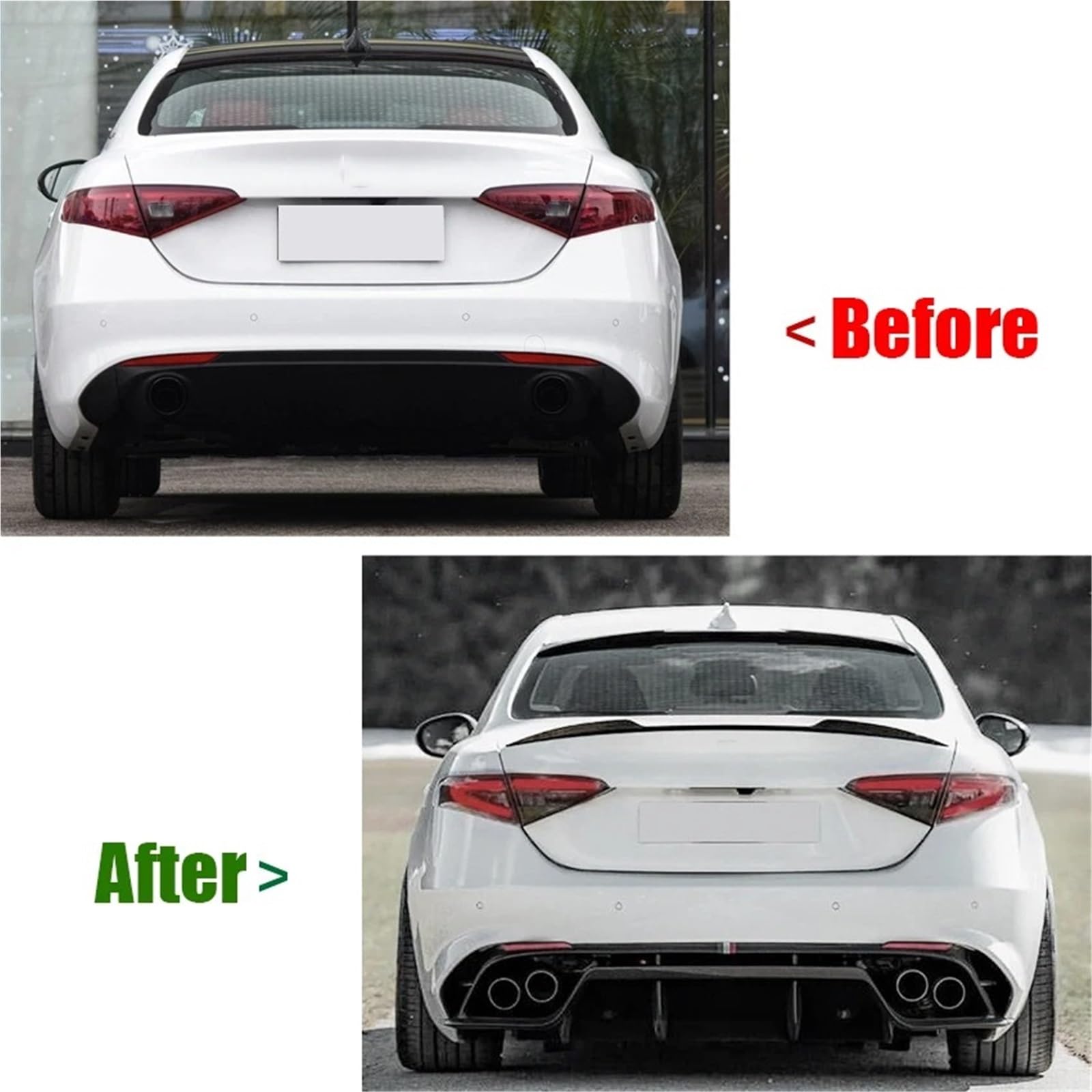 Alettone posteriore Per Alfa Per Romeo Per Giulia Berlina 2015-2023 Kit Spoiler Posteriore Baule Protezione Paraurti Posteriore Auto Spoiler Auto Posteriore Estensione(Carbon Fiber Look)